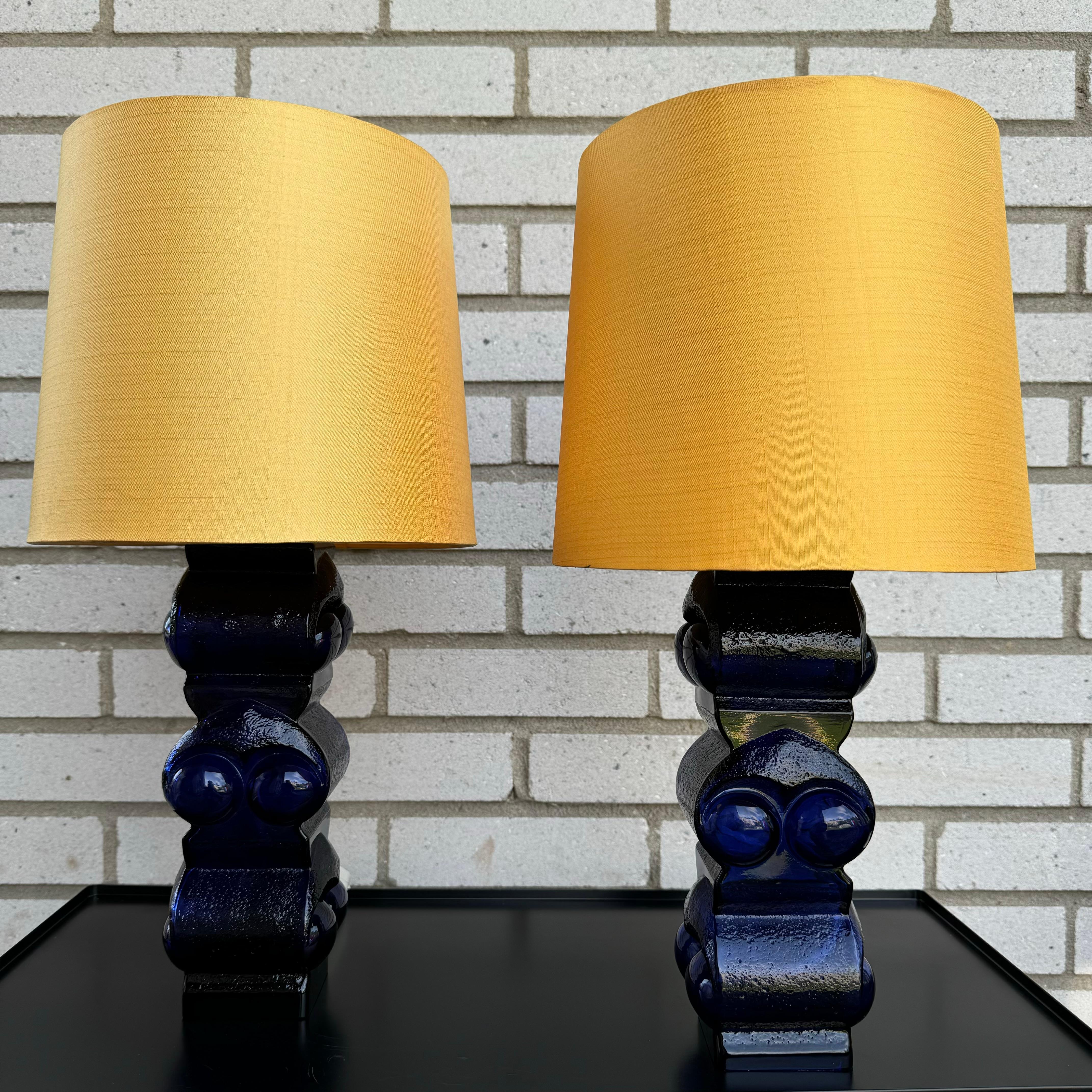 Lampes de table scandinaves en verre par Bengt Edenfalk, Skruf Suède, 1970 en vente 1
