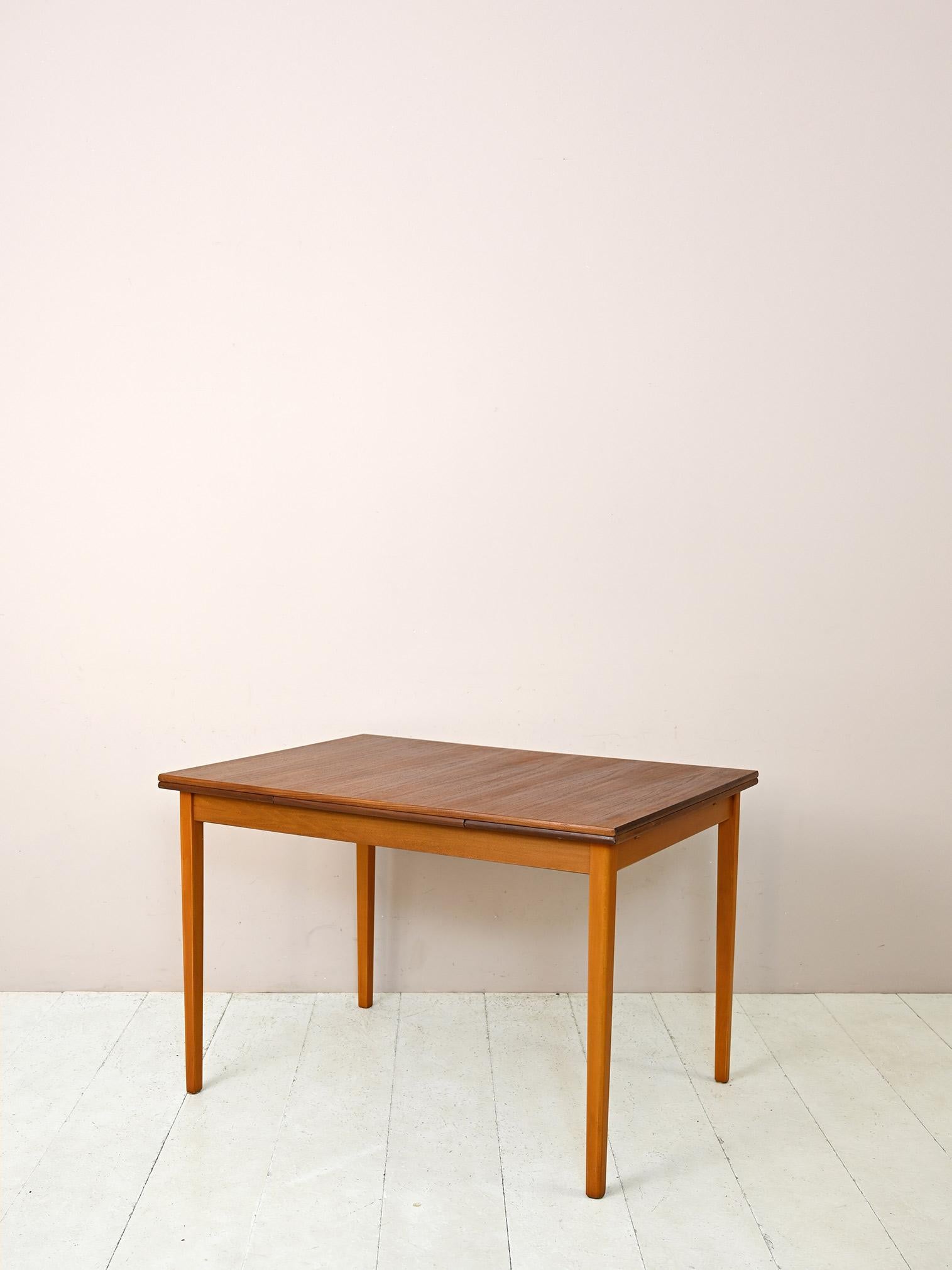 Mid-20th Century Scandinavian Table with Pull-Out Planks For Sale