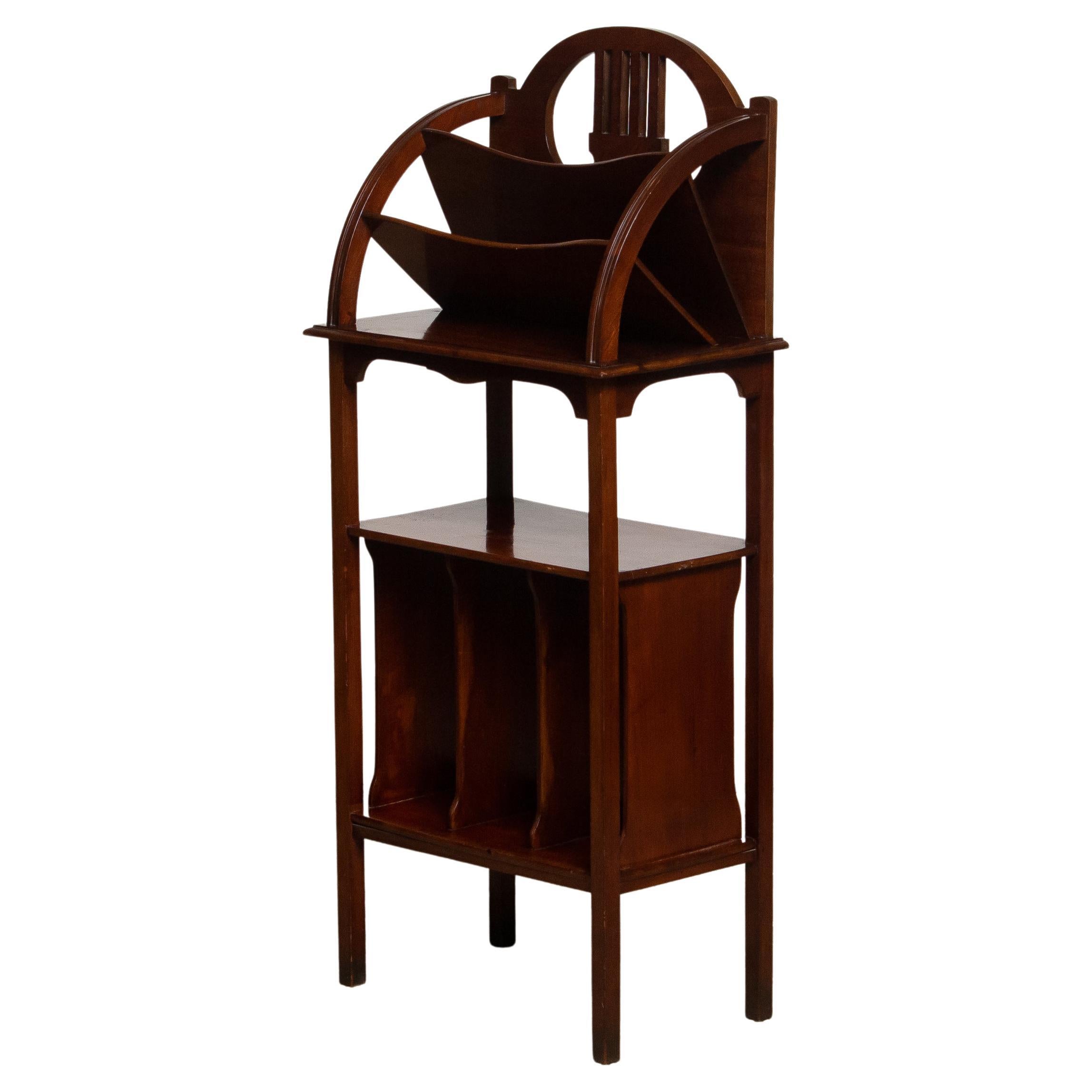 Scandinavian Tall Art Nouveau / Deco Magazine / News Paper Rack in Mahogany 1910 For Sale