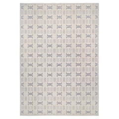 Tapis scandinave géométrique taupe et bleu 12'x16'