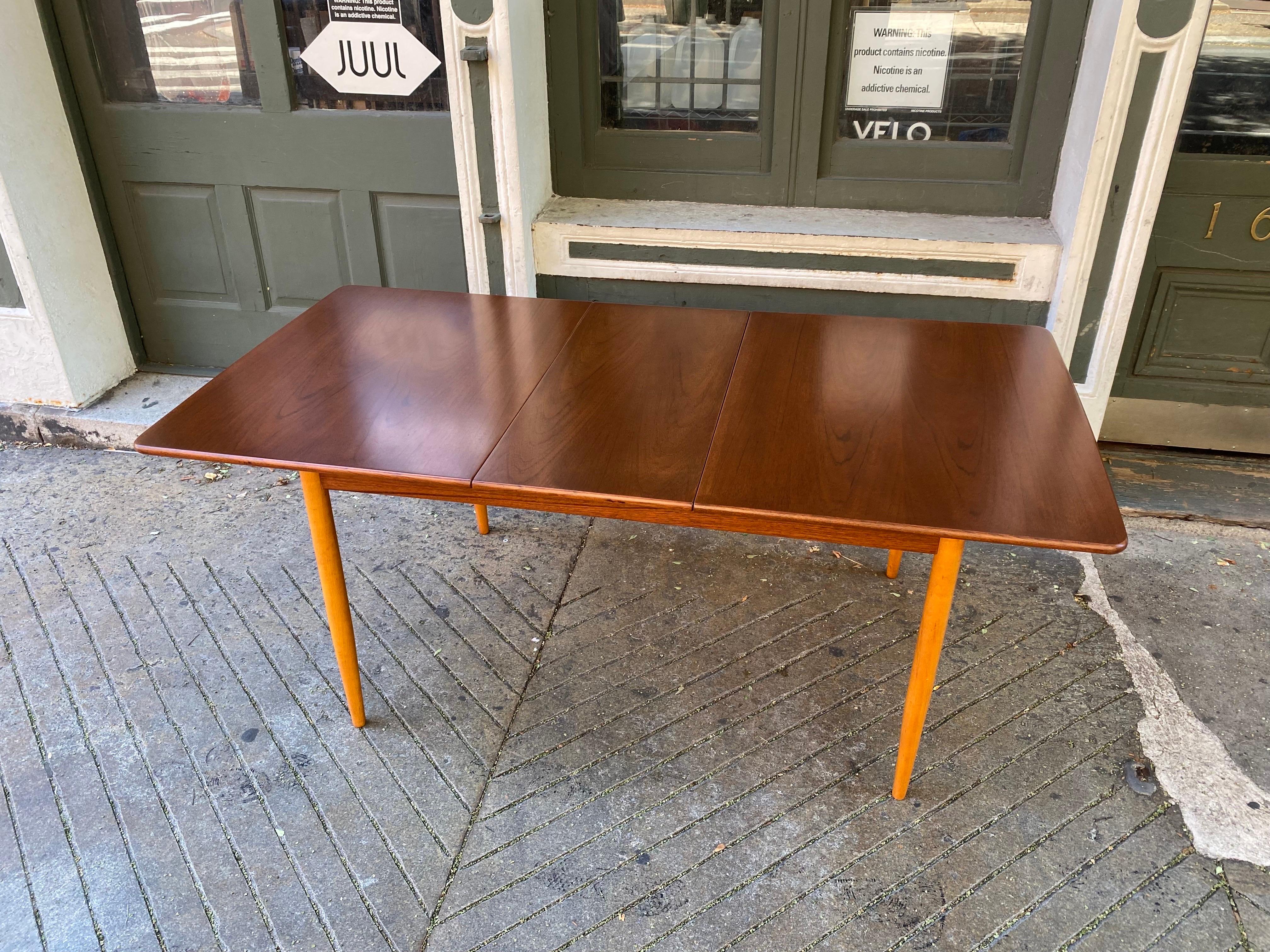 Scandinavian Teak and Birch Dining Table In Good Condition In Philadelphia, PA
