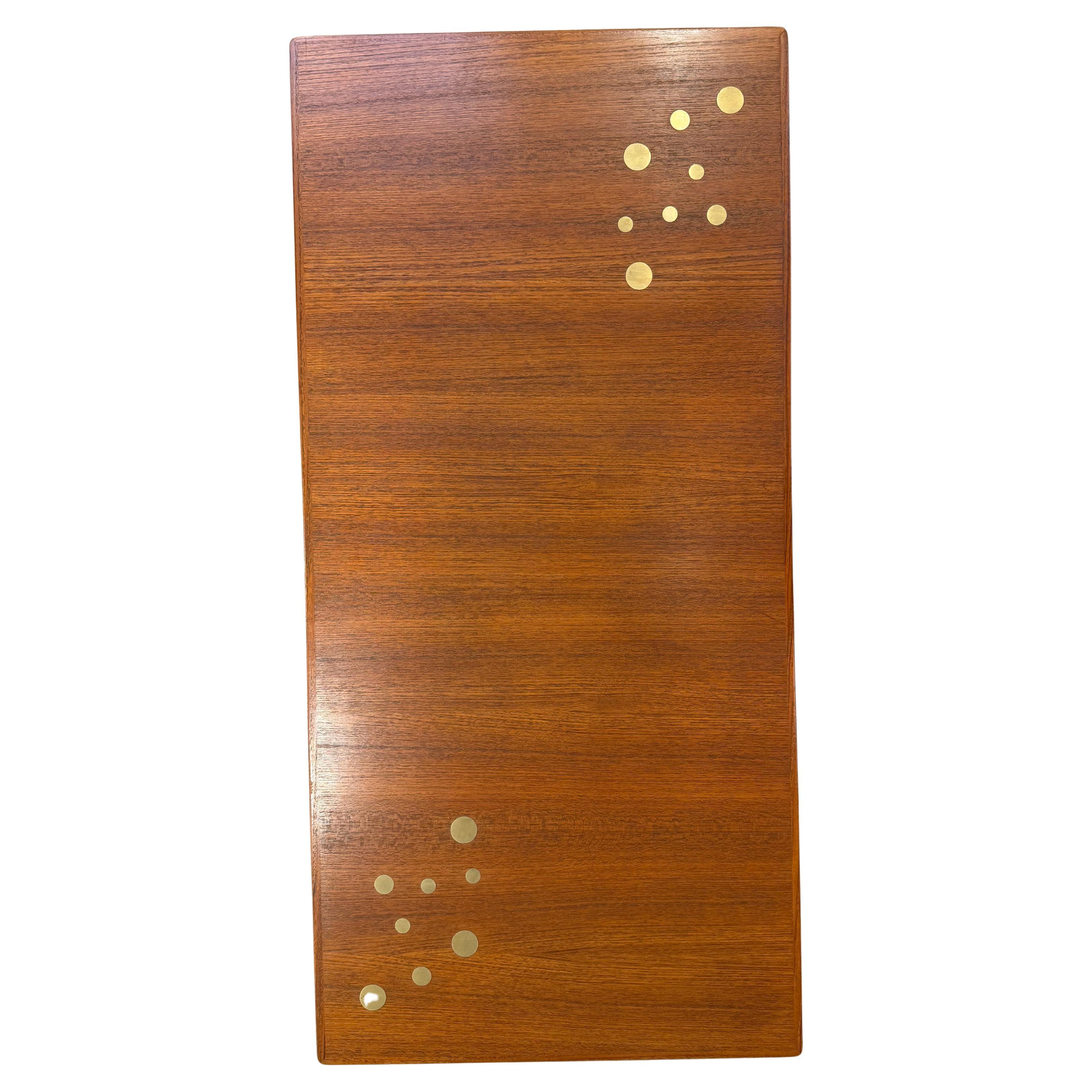 Metalwork Scandinavian teak and brass coffee table For Sale