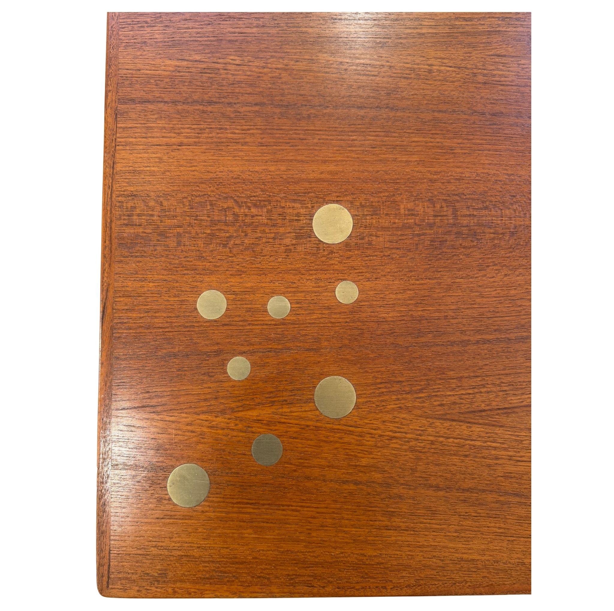 20th Century Scandinavian teak and brass coffee table For Sale