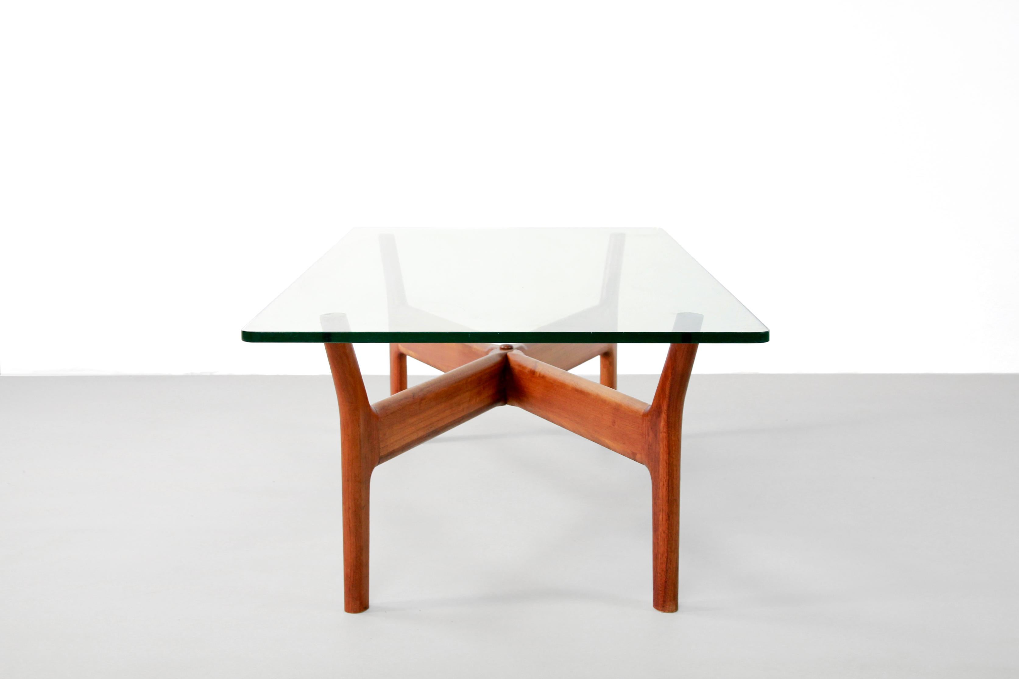 Scandinavian Teak and Glass Coffee Table by Alf Svensson for Bra Bohag Sweden In Good Condition In Amsterdam, Noord Holland