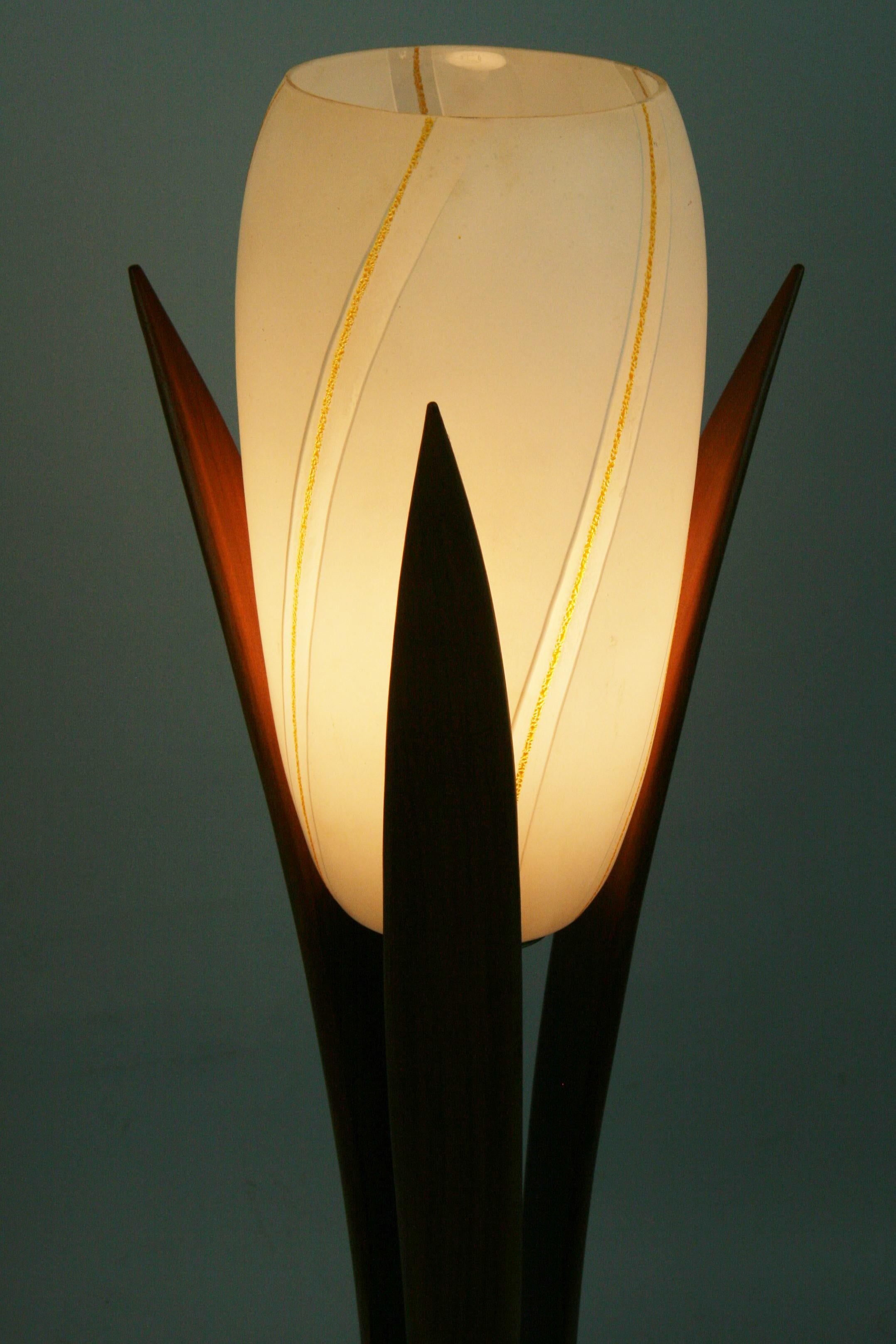 Scandinavian Teak and Glass Table Lamp 1960's For Sale 6