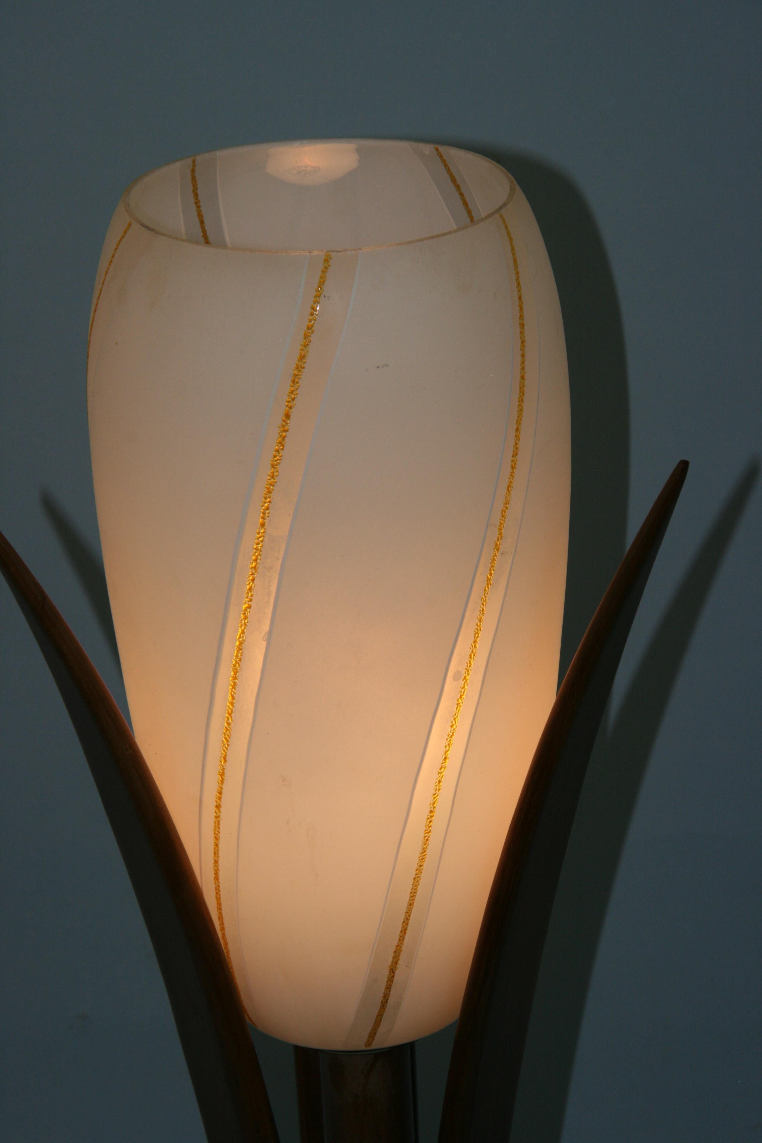 Scandinavian Teak and Glass Table Lamp 1960's For Sale 1