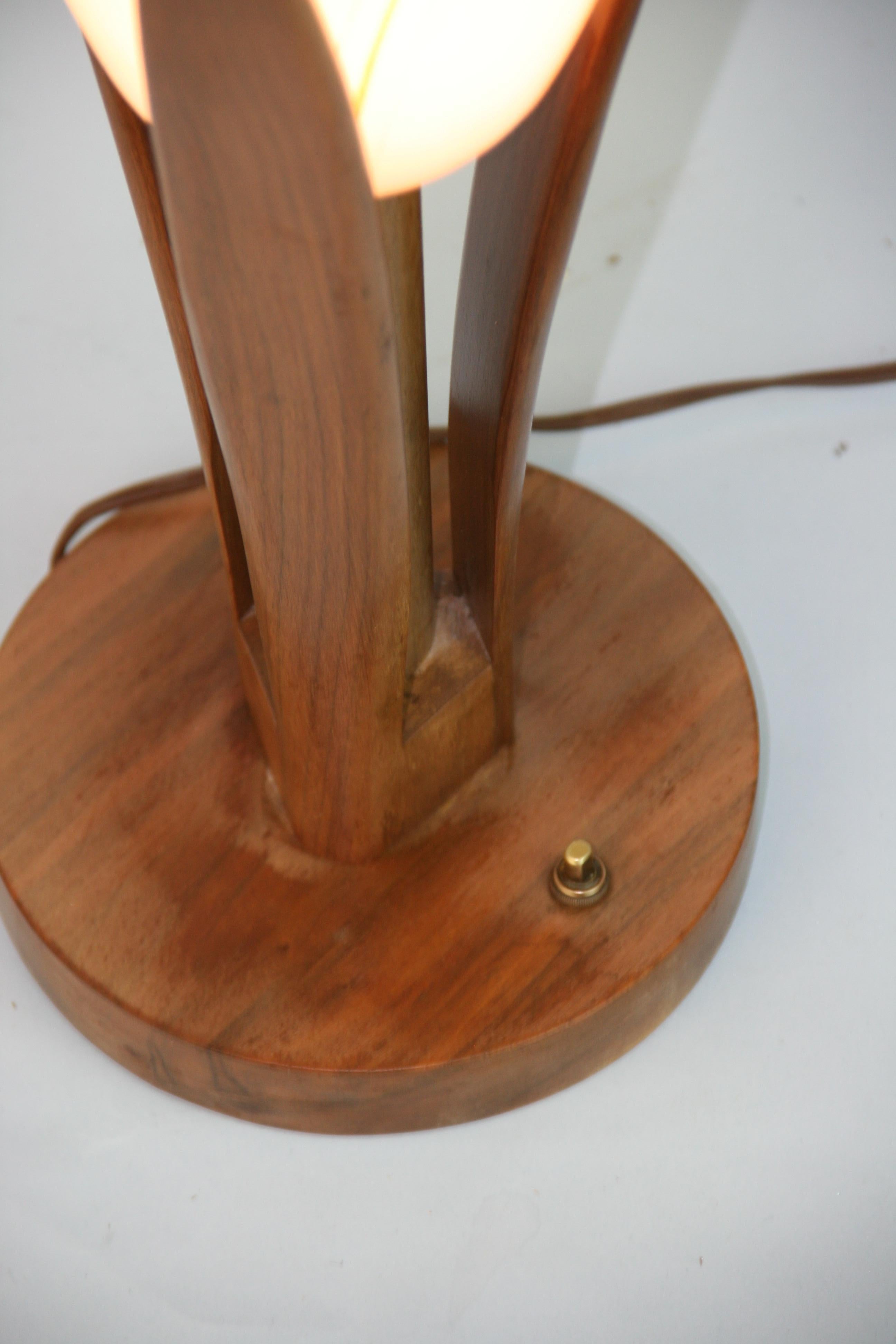Scandinavian Teak and Glass Table Lamp 1960's For Sale 3