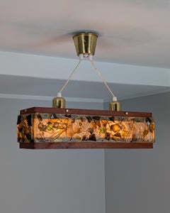 Scandinavian Teak and Mosaic Resin with Brass Details, 1960s