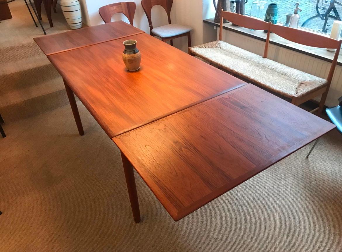 Scandinavian Teak and Rosewood Dining Table Niels Otto with Extensions Danish 1