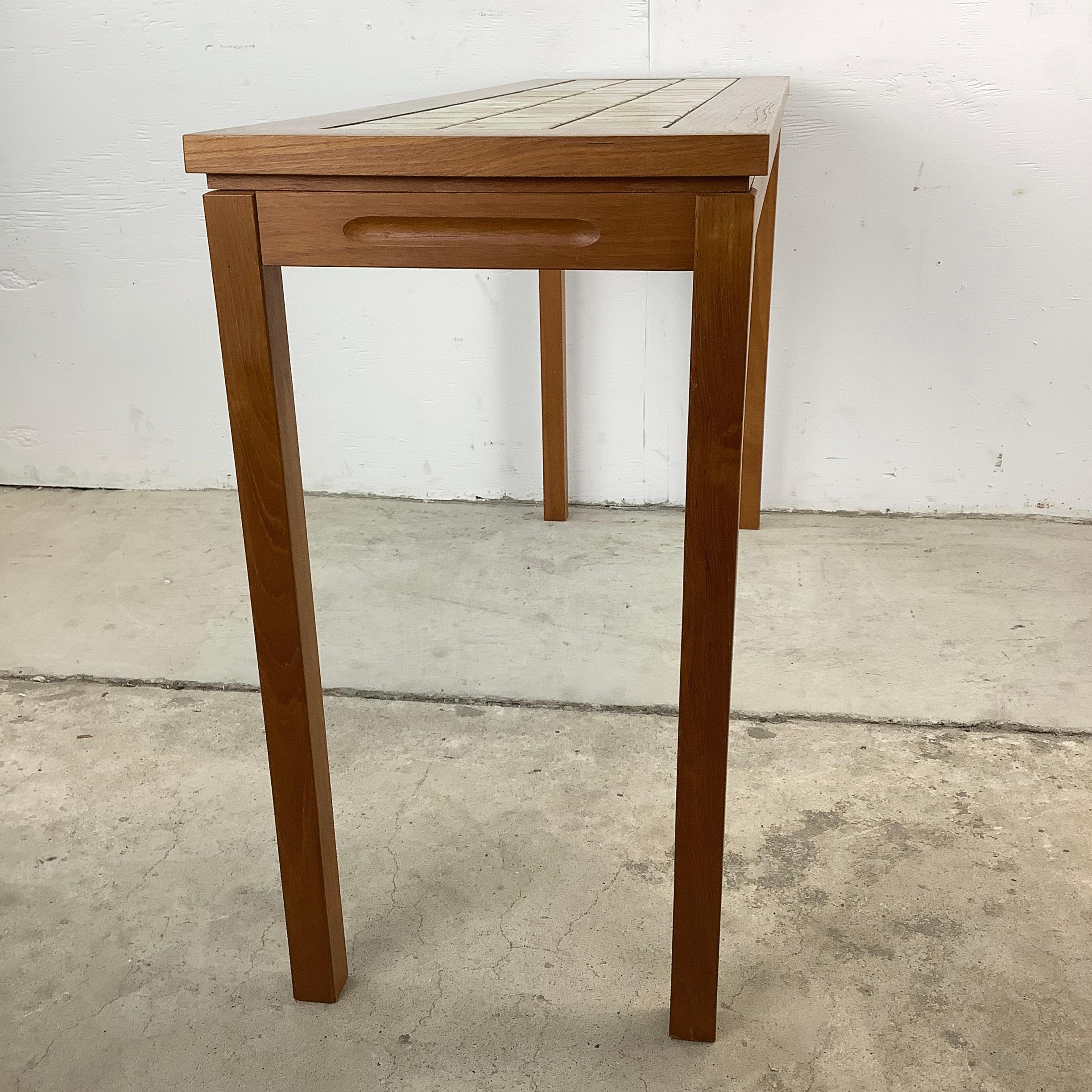 Scandinavian Teak and Tile Console Table 2