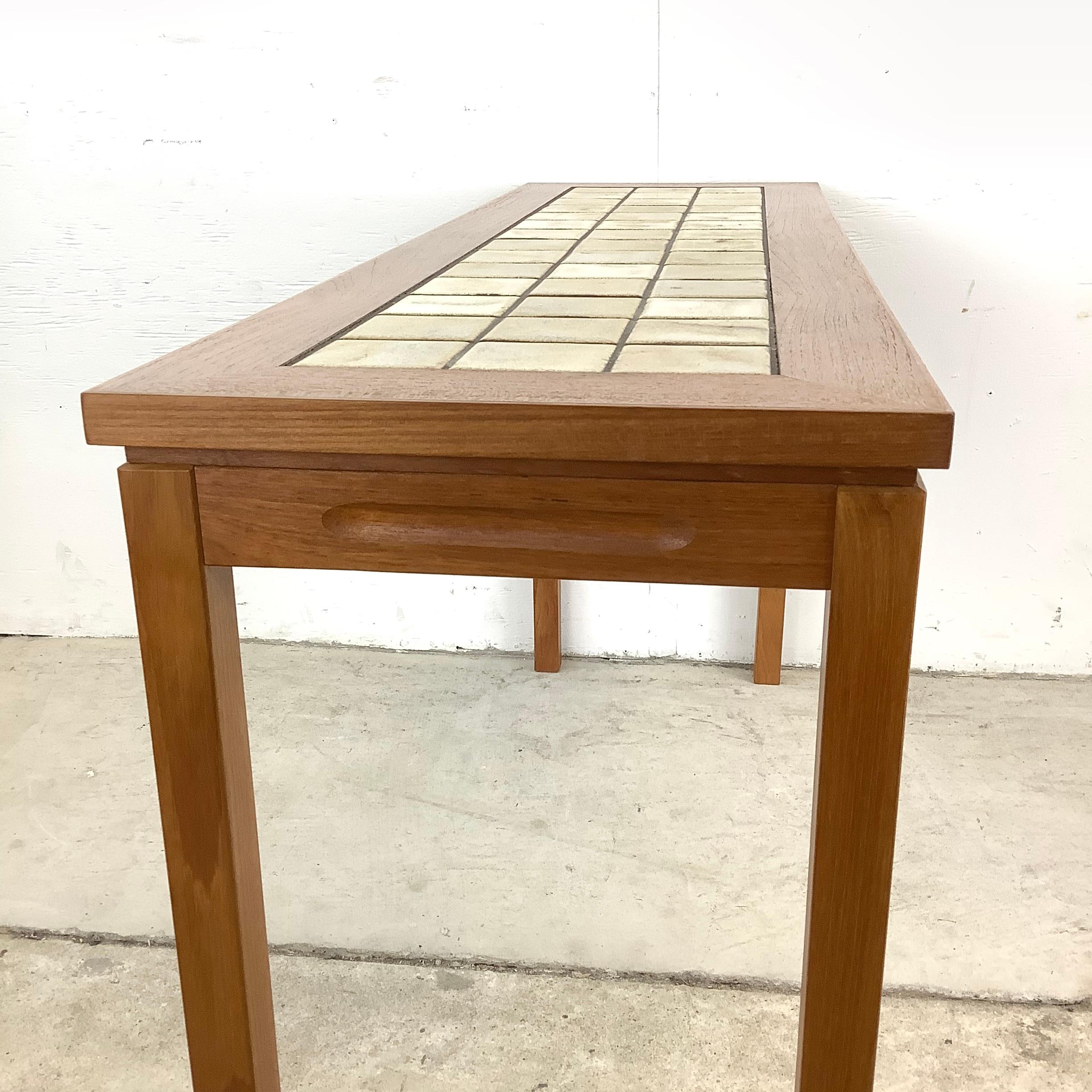 Scandinavian Teak and Tile Console Table 3