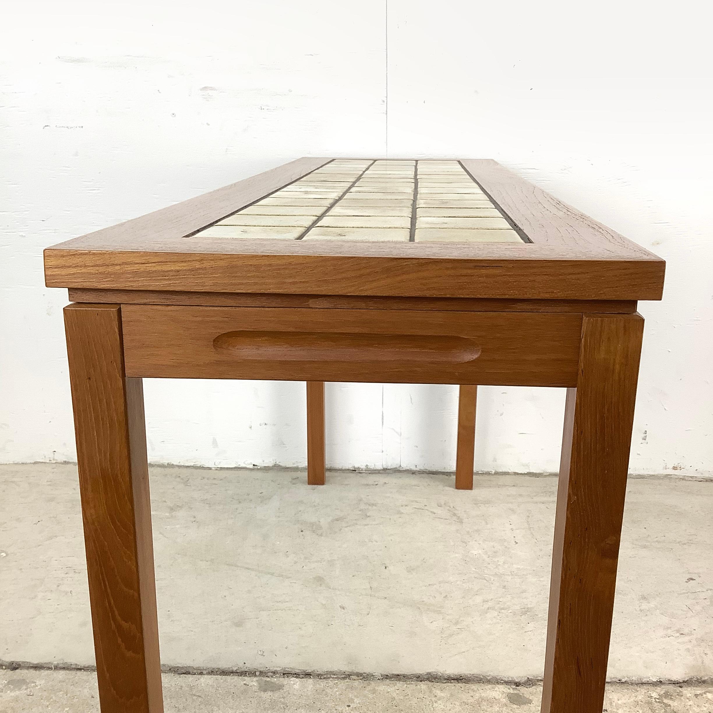 Scandinavian Teak and Tile Console Table 4