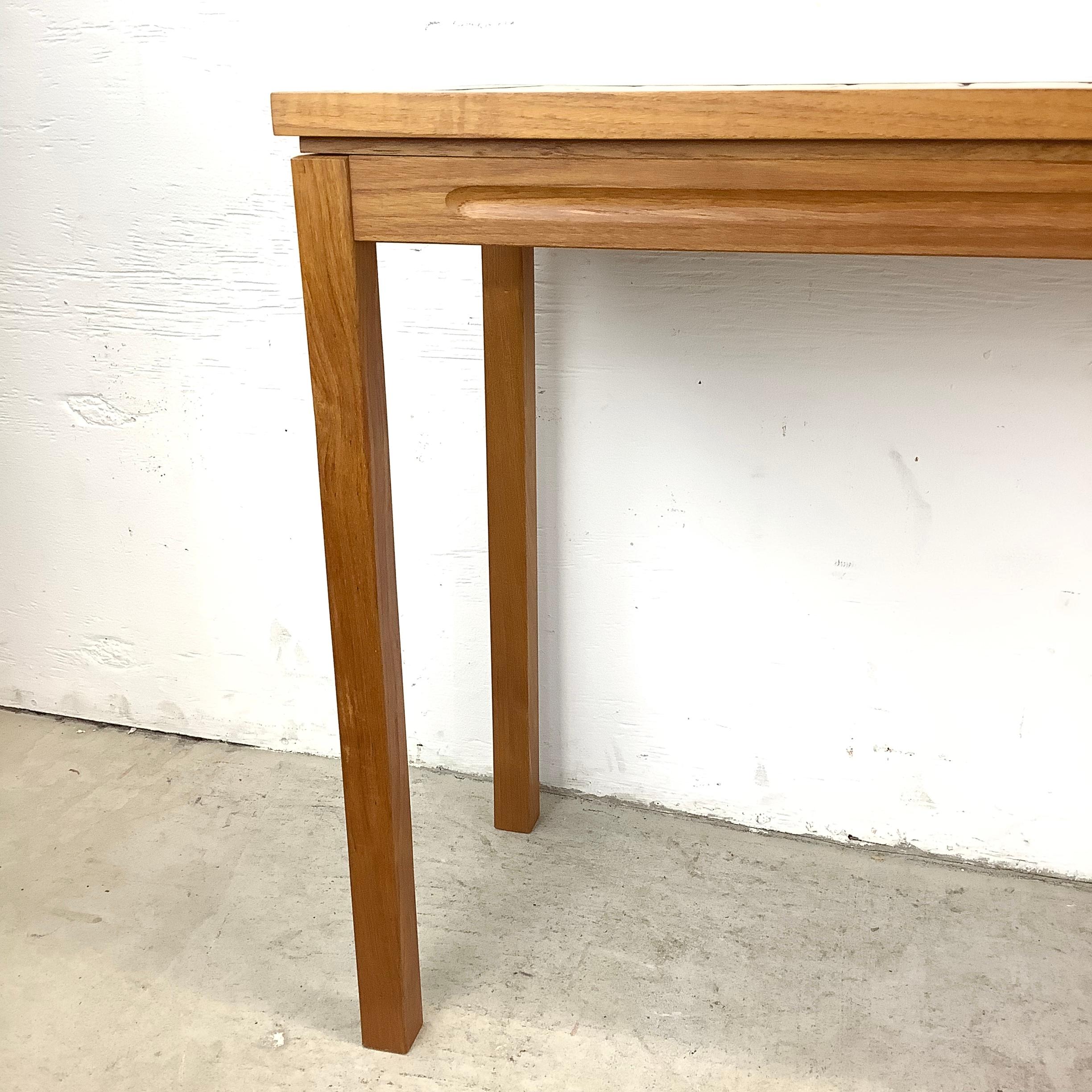Scandinavian Teak and Tile Console Table 8