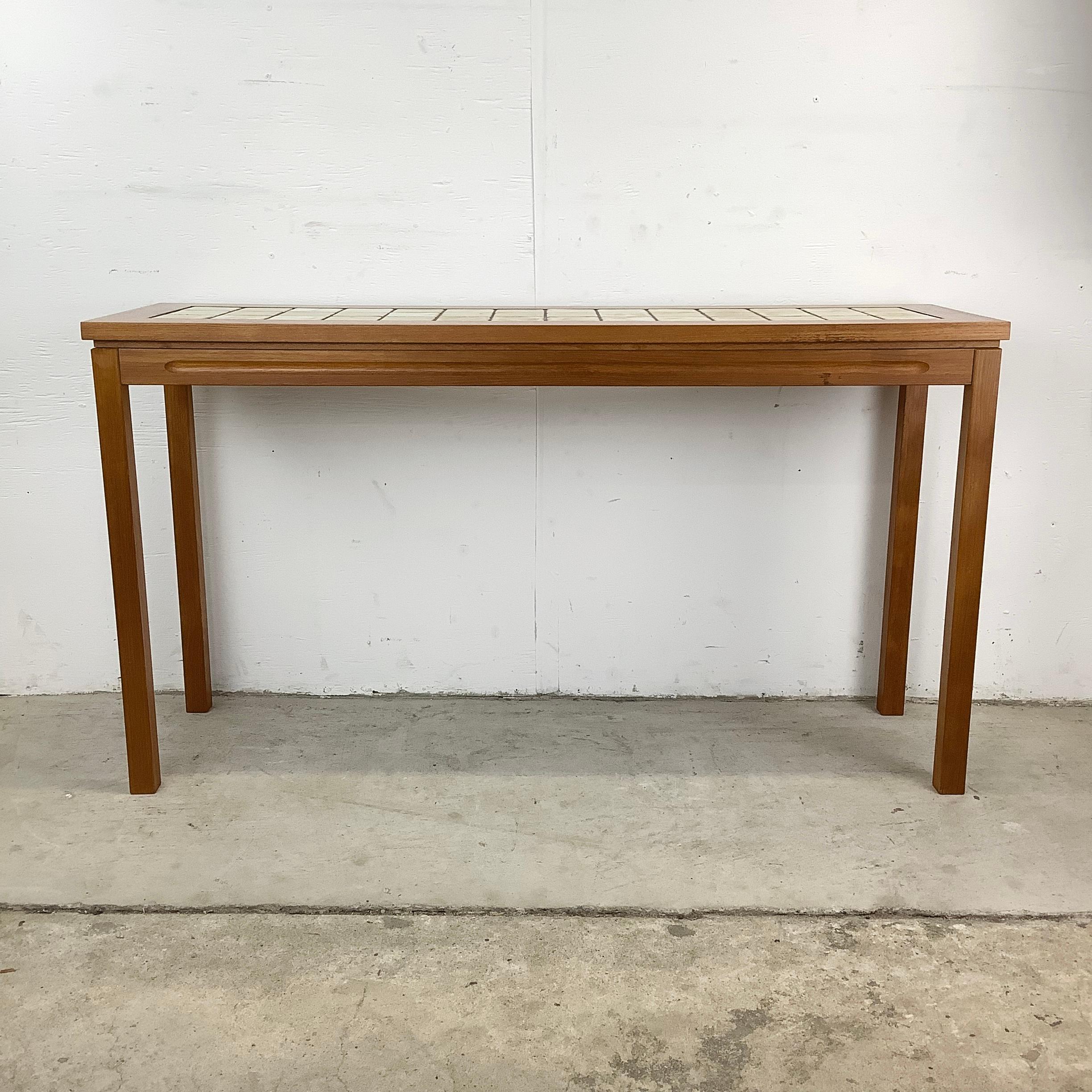 Scandinavian Teak and Tile Console Table 9
