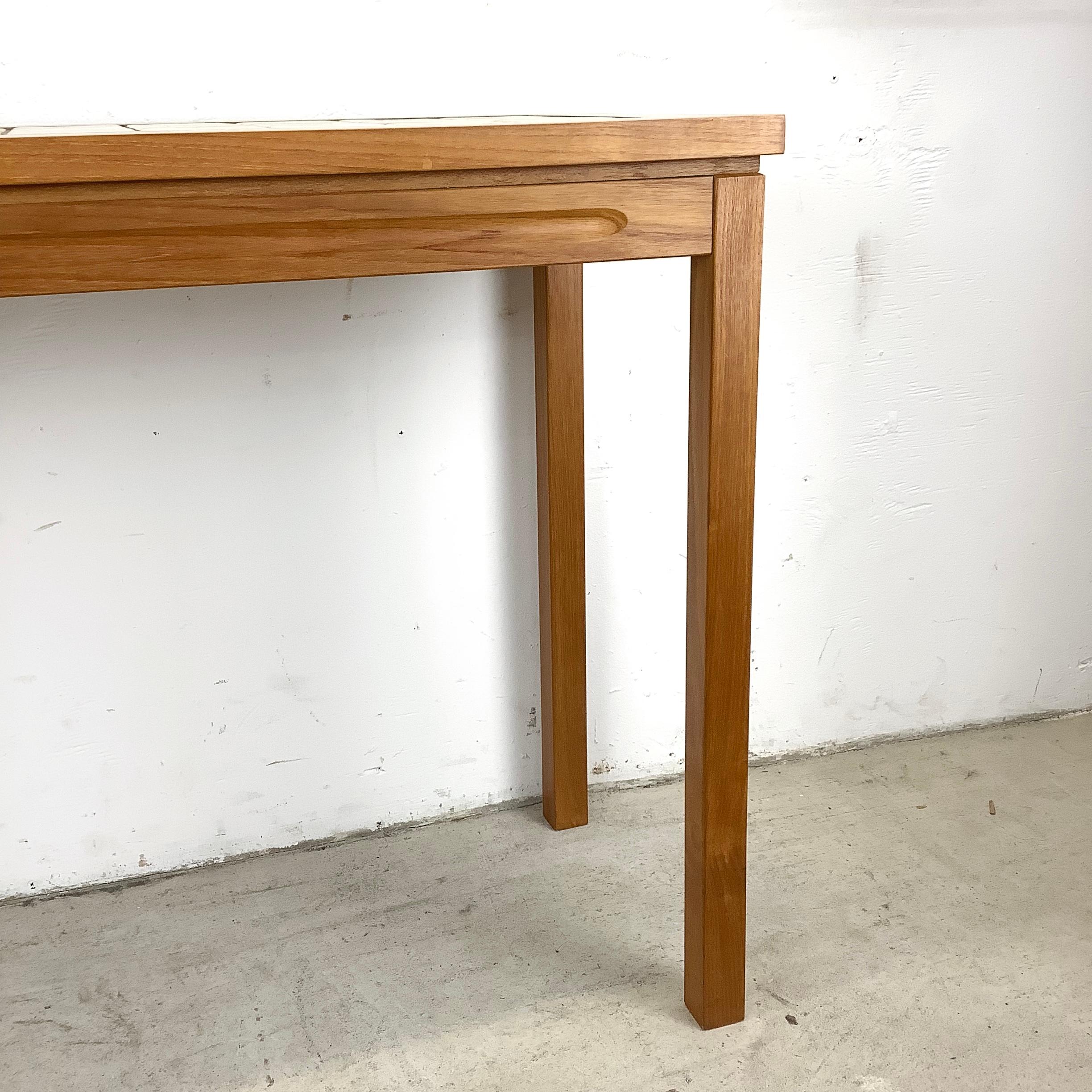 Scandinavian Teak and Tile Console Table 10