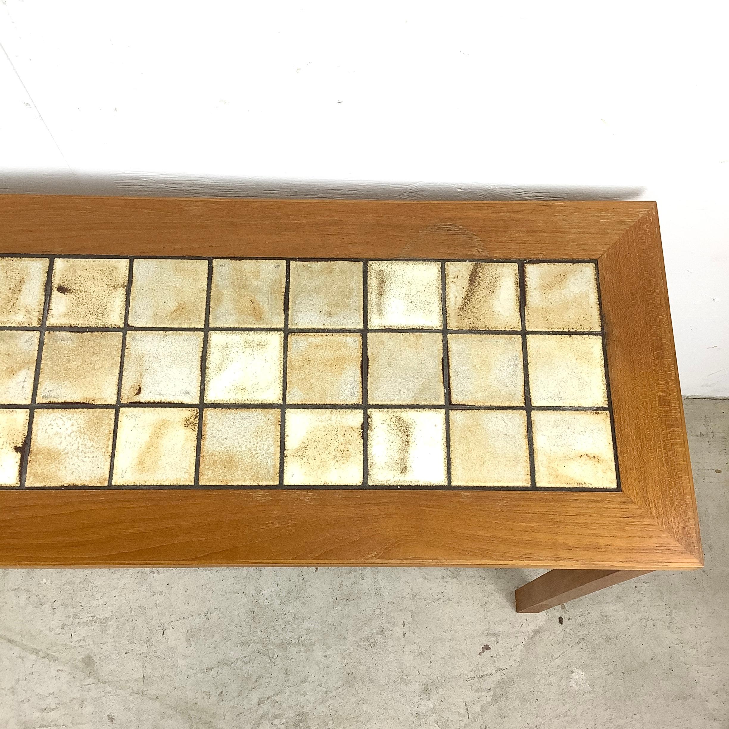 Unknown Scandinavian Teak and Tile Console Table