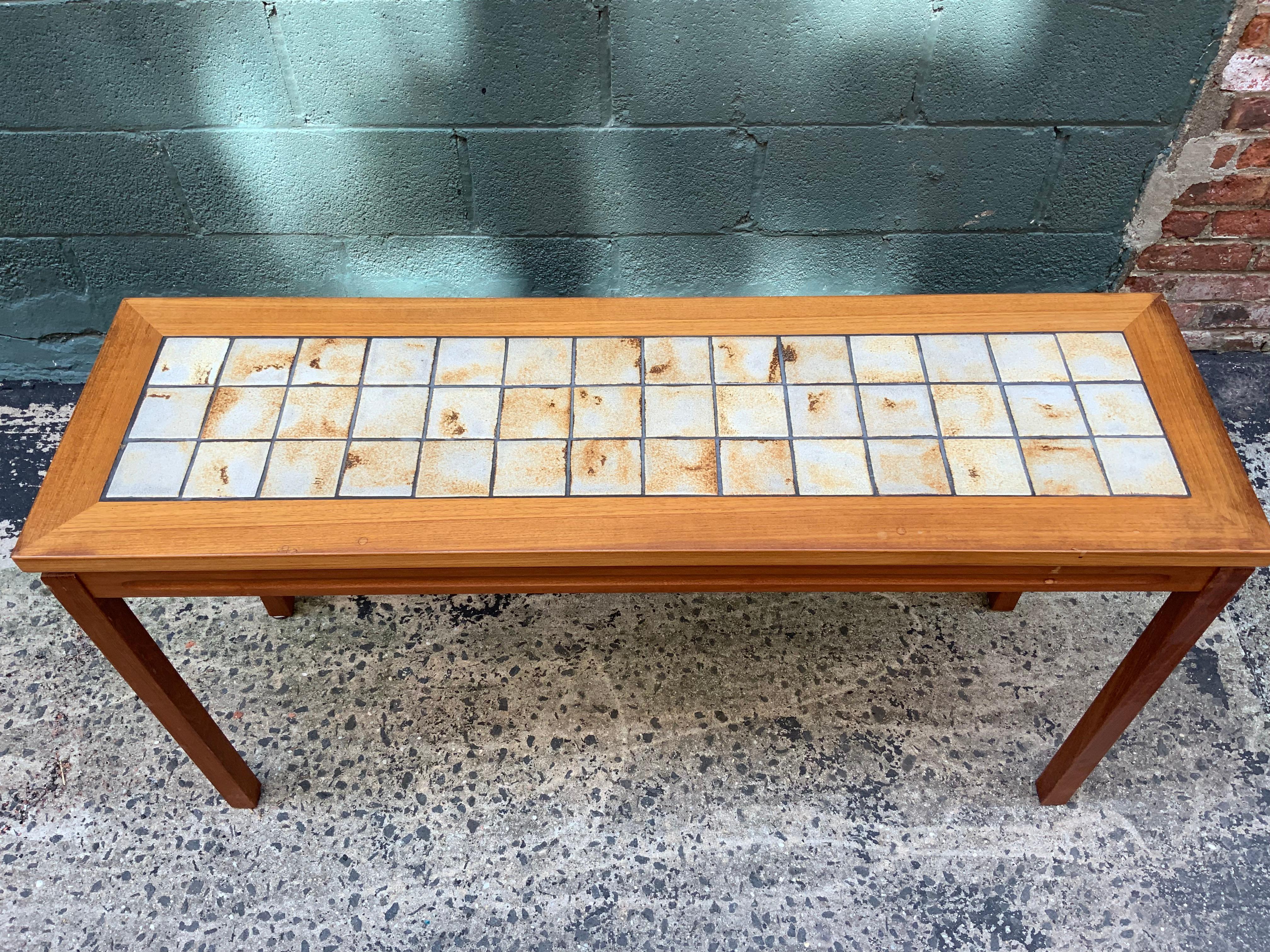 Scandinavian Modern Scandinavian Teak and Tile Console Table