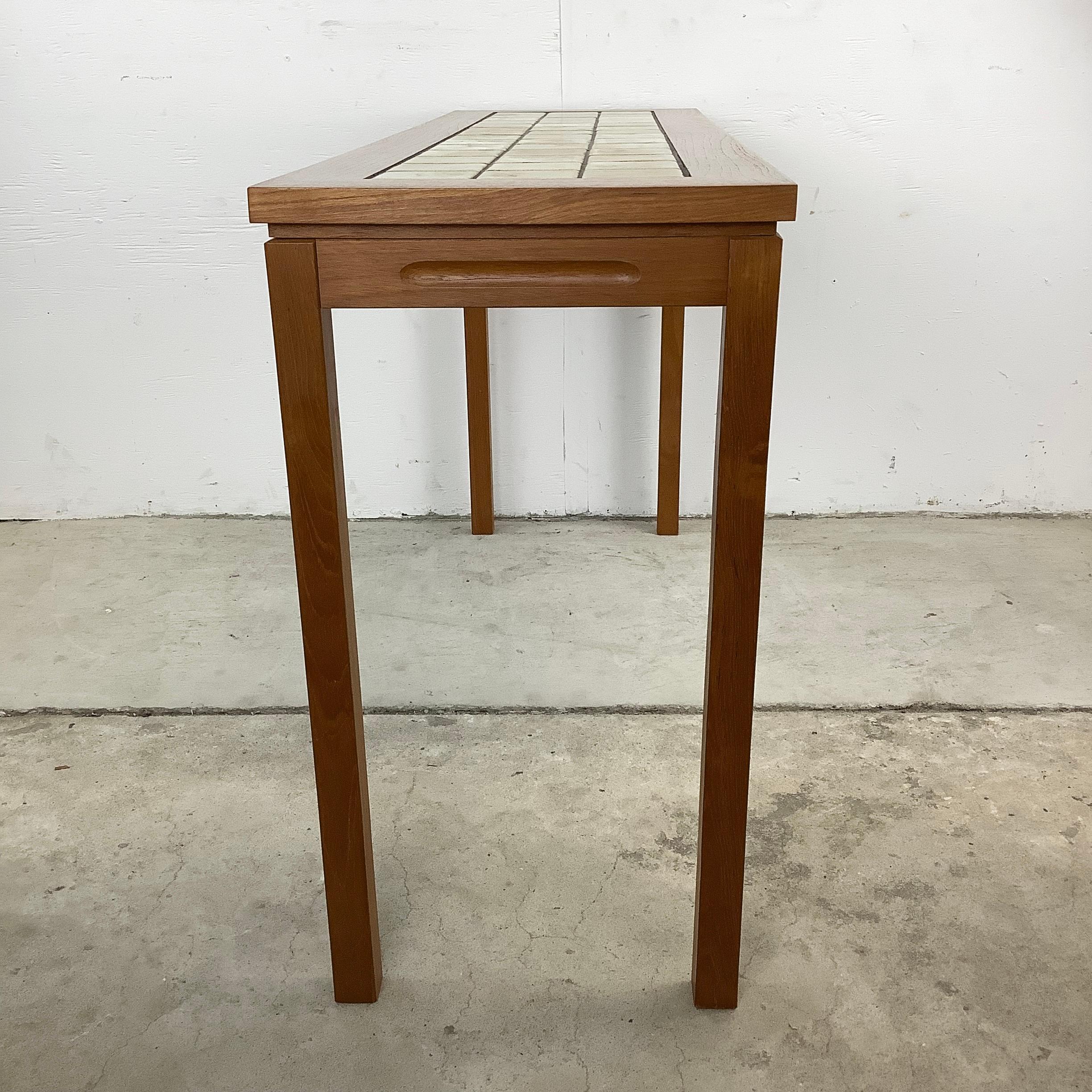 Scandinavian Teak and Tile Console Table In Good Condition In Trenton, NJ