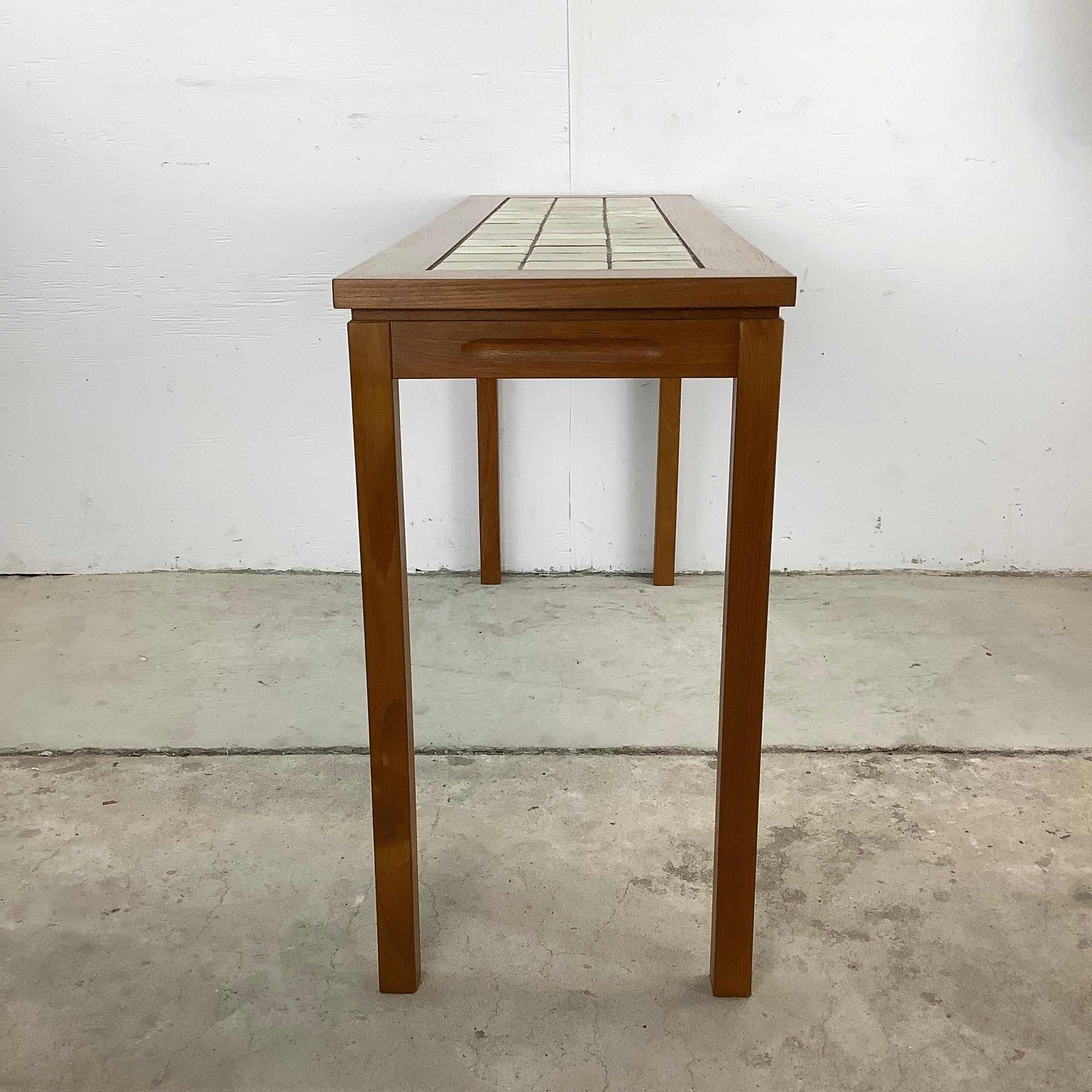 20th Century Scandinavian Teak and Tile Console Table