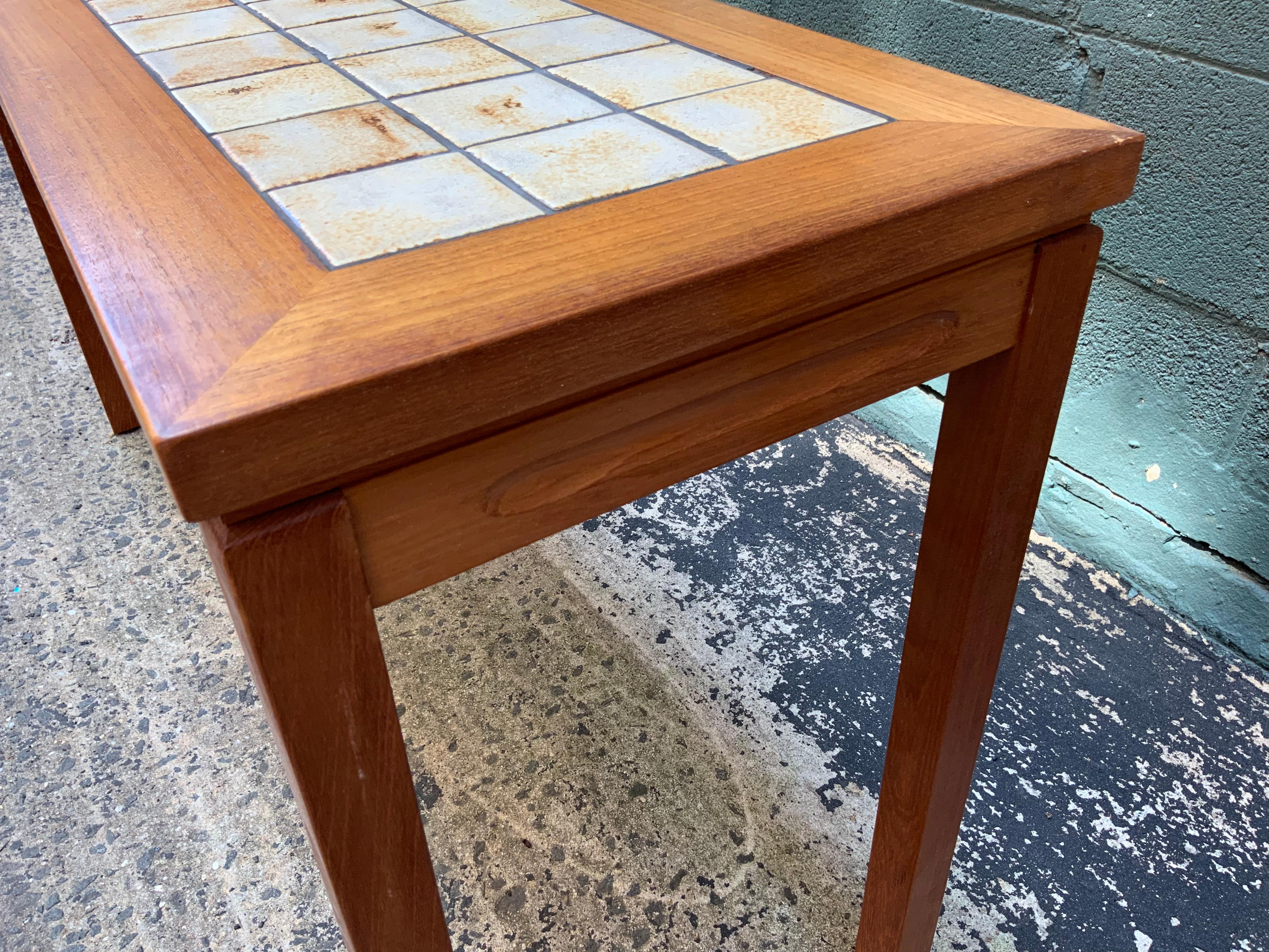 Late 20th Century Scandinavian Teak and Tile Console Table