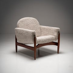 Fauteuil scandinave en teck et laine, années 1960