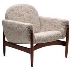 Fauteuil scandinave en teck et laine, années 1960