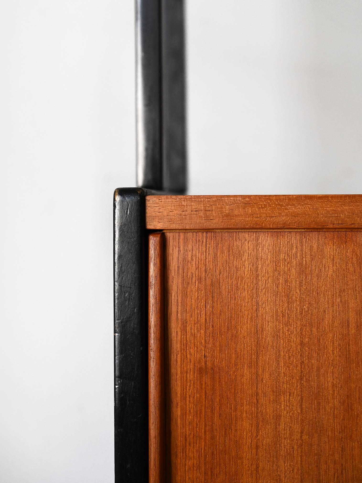 Scandinavian teak bookcase with black details 2