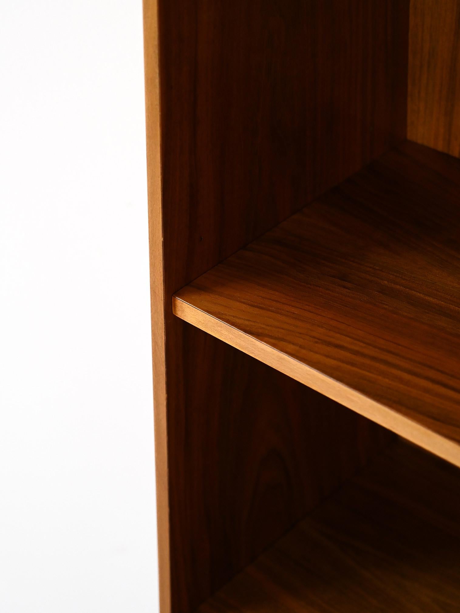 Teak Scandinavian teak bookcase with drawers For Sale
