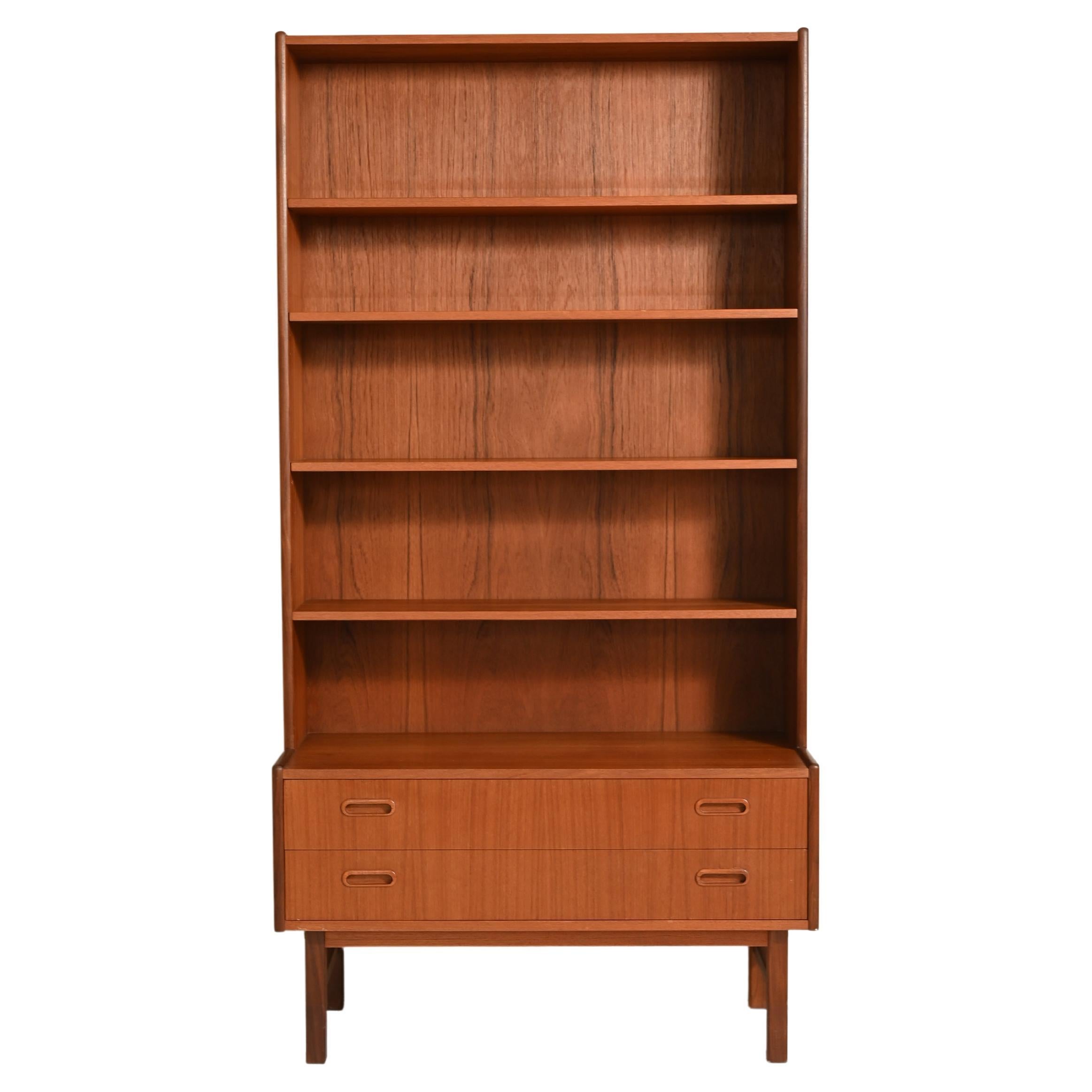 Scandinavian Teak Bookcase with Drawers