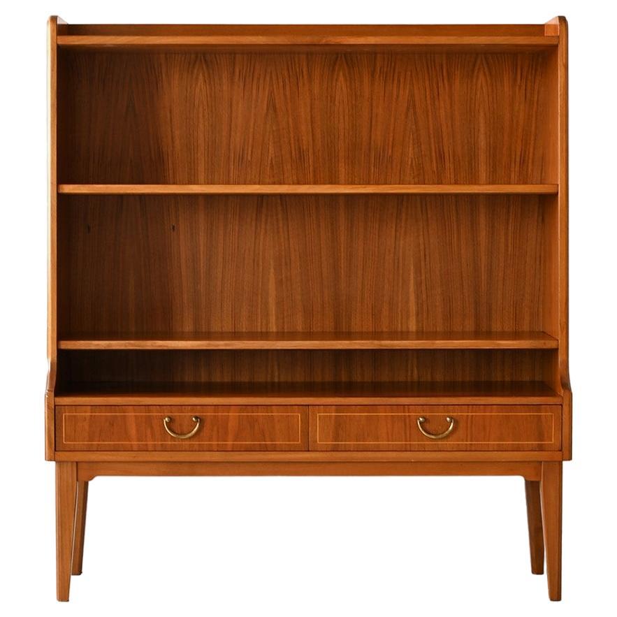 Scandinavian teak bookcase with drawers For Sale