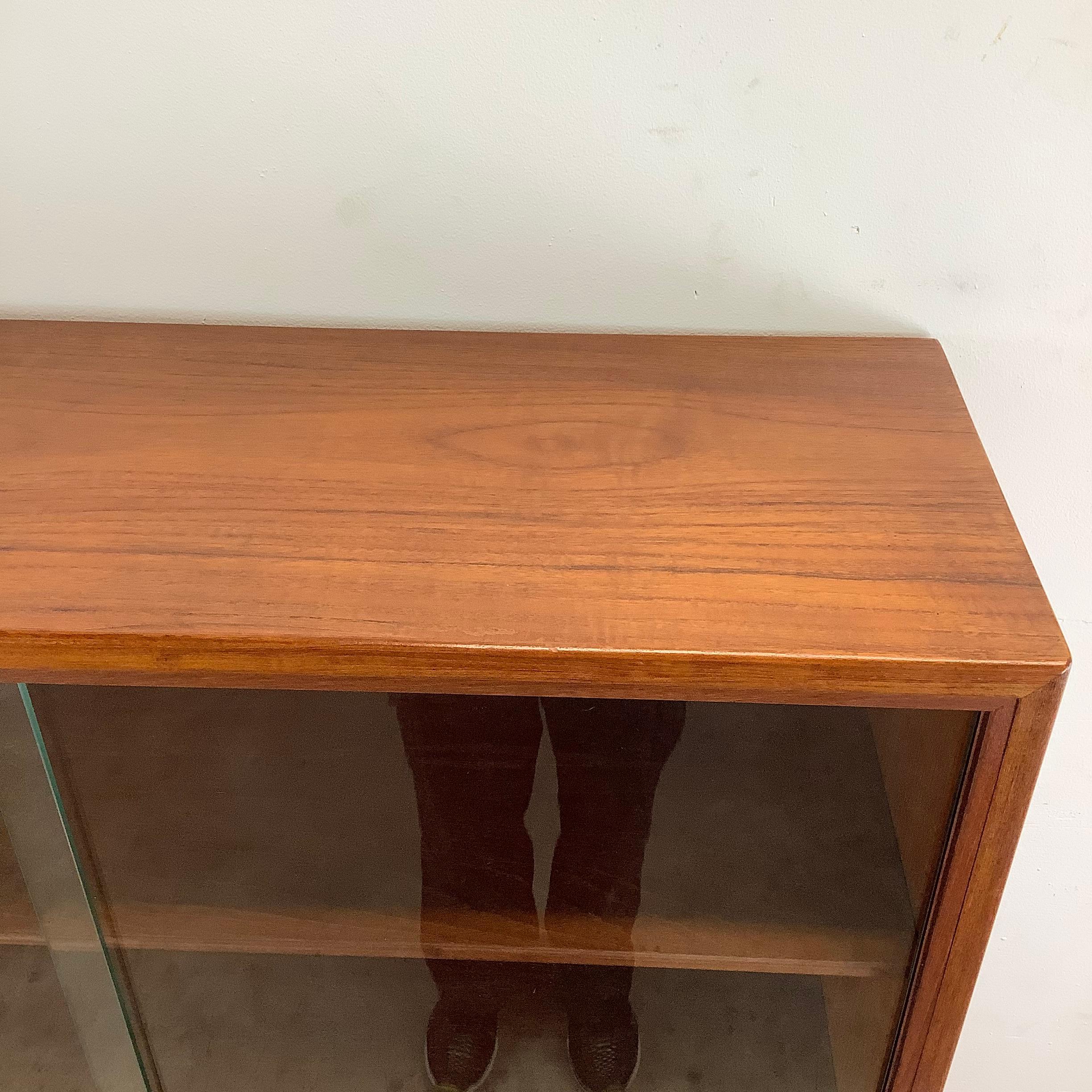 Scandinavian Teak Bookcase With Glass Doors by Børge Mogenson In Good Condition For Sale In Trenton, NJ