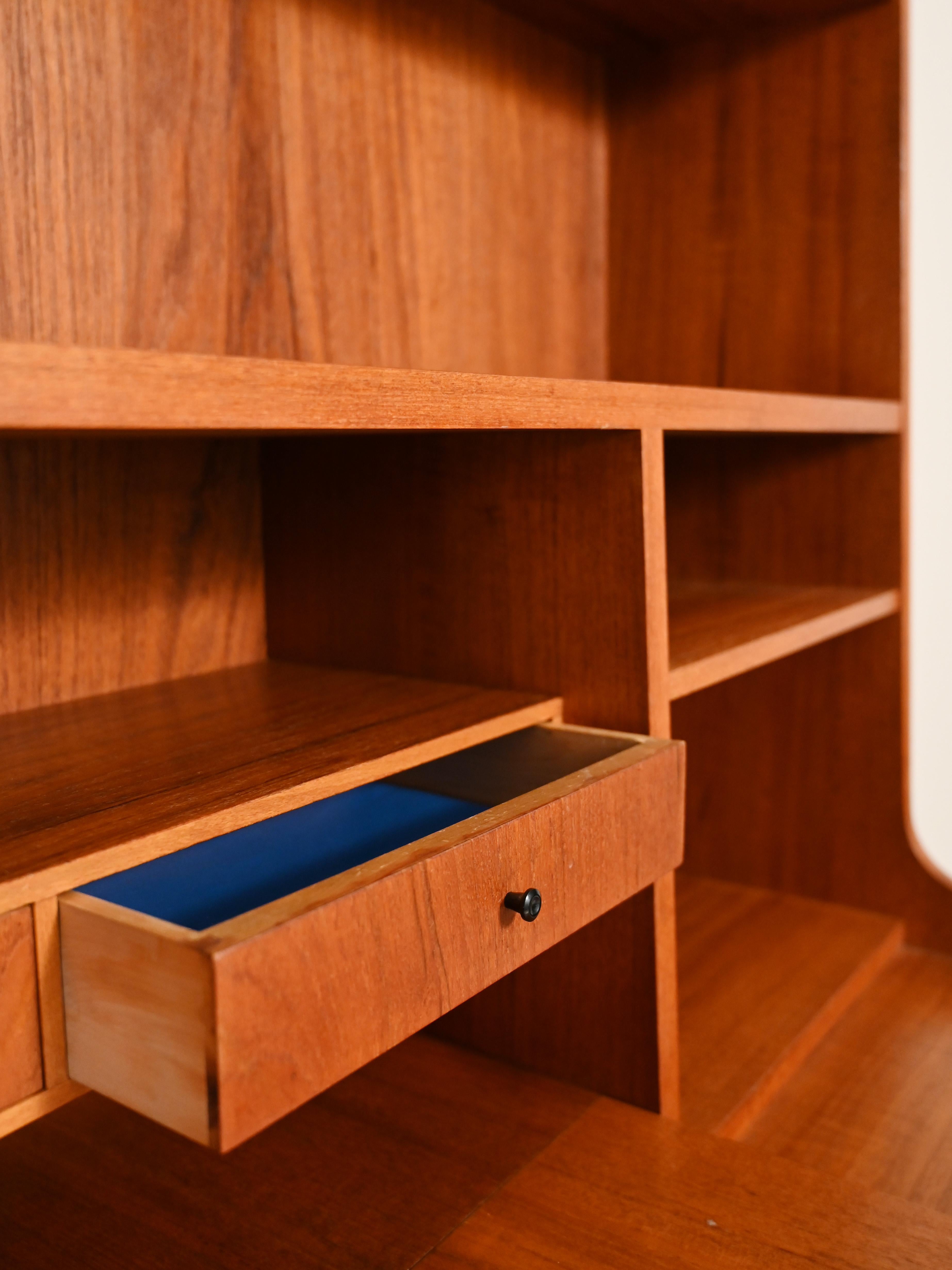 Scandinavian Teak Bookcase with Pull-Out Desk 3