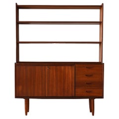 Scandinavian teak bookcase with pull-out desk