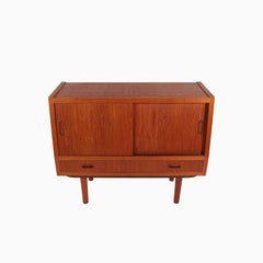 Scandinavian Teak Cabinet with Sliding Doors