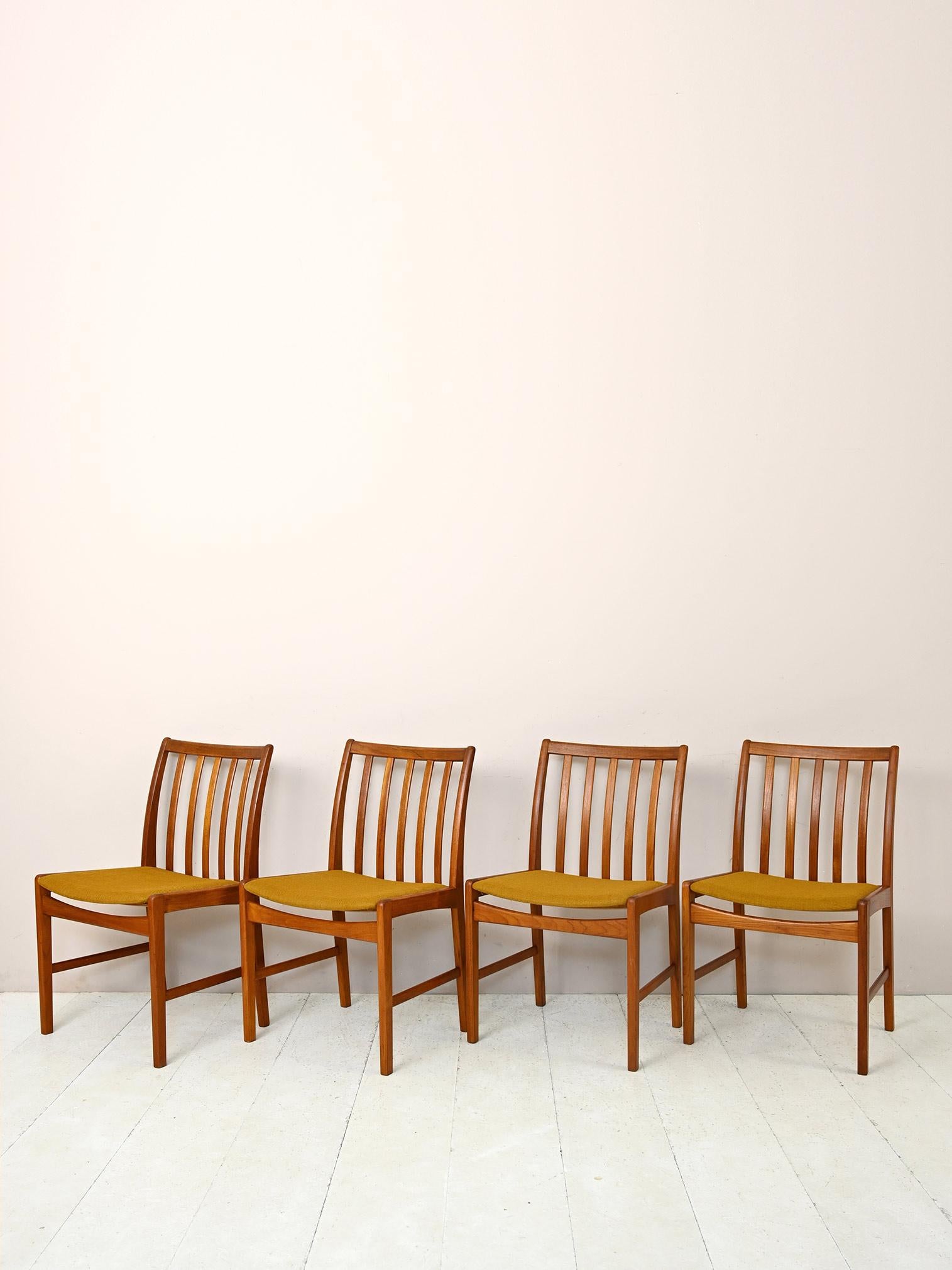 Scandinavian Modern Scandinavian Teak Chairs with Upholstered Seat For Sale