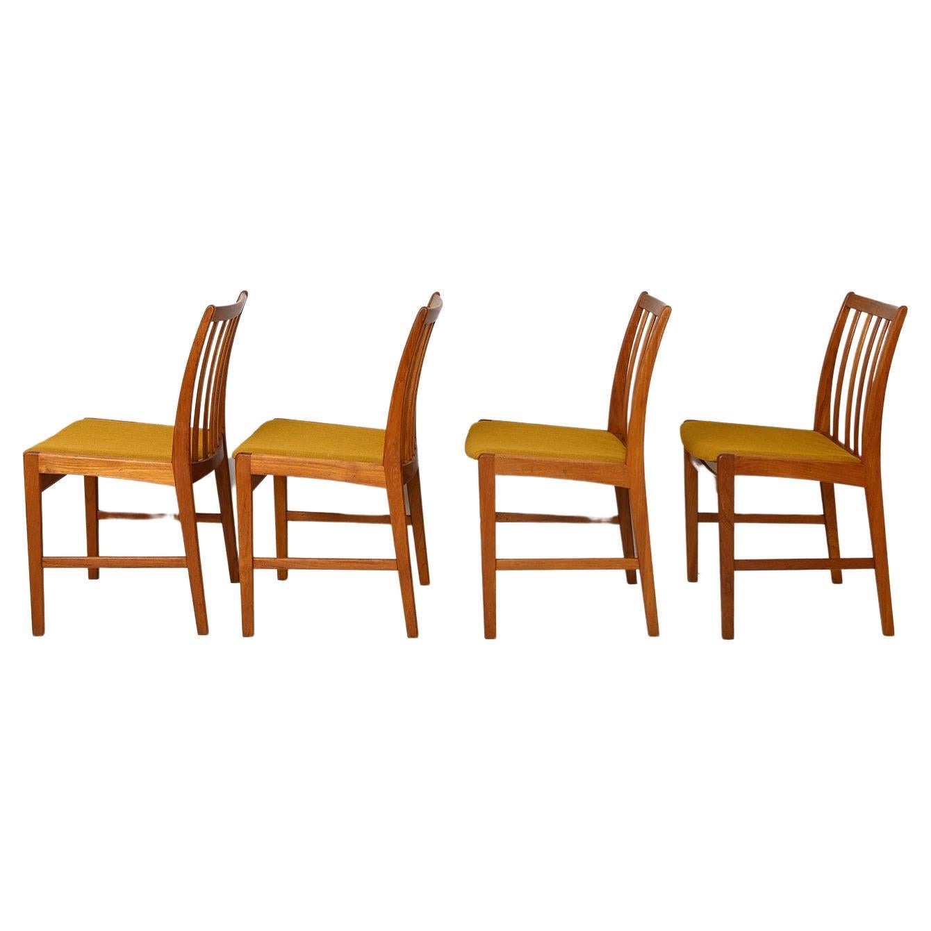 Scandinavian Teak Chairs with Upholstered Seat For Sale