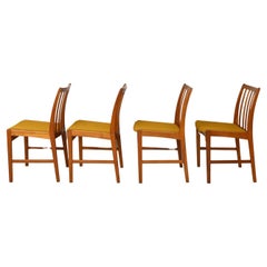 Retro Scandinavian Teak Chairs with Upholstered Seat