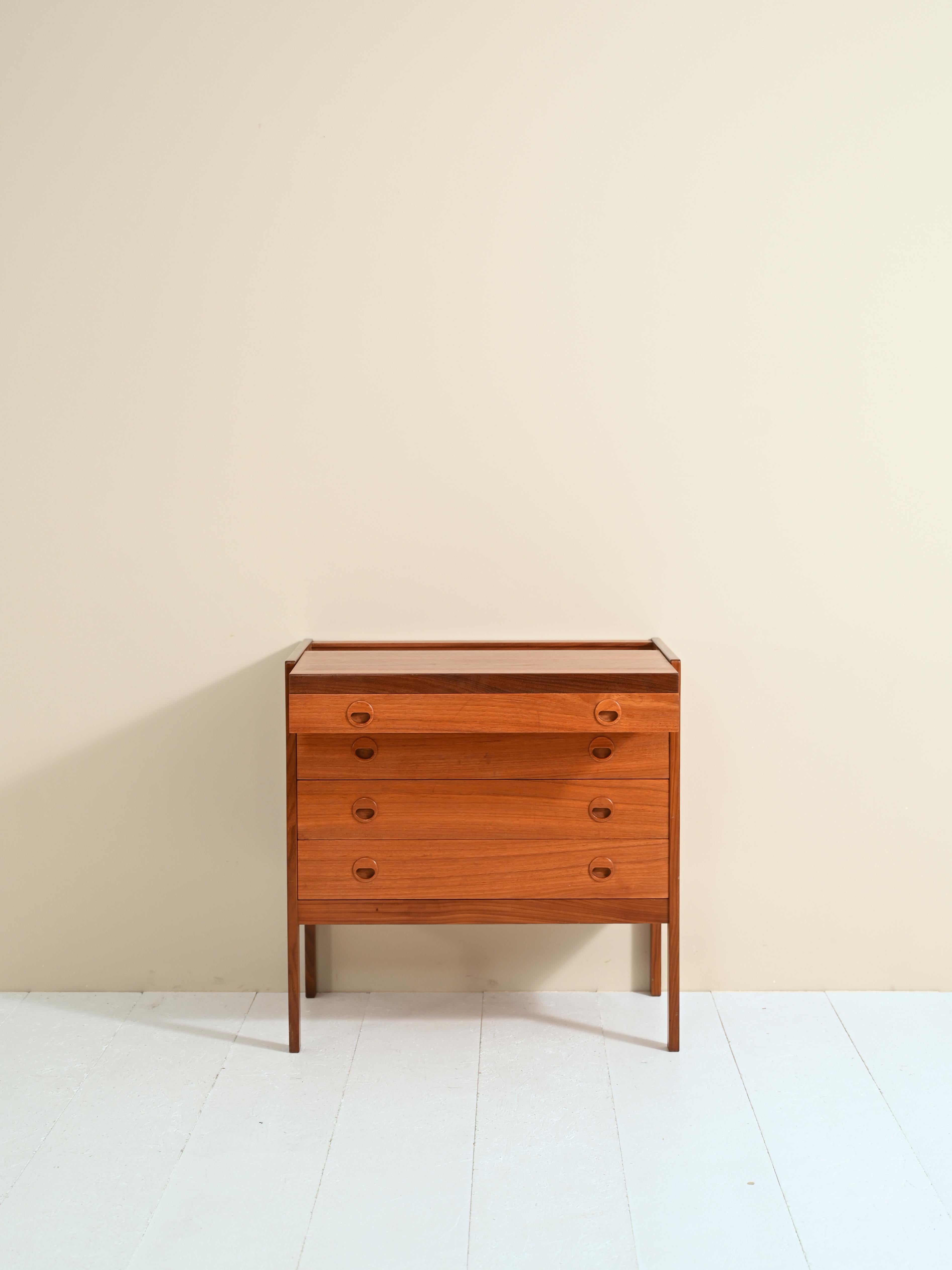 Swedish Scandinavian teak chest of drawers with dressing table and mirror