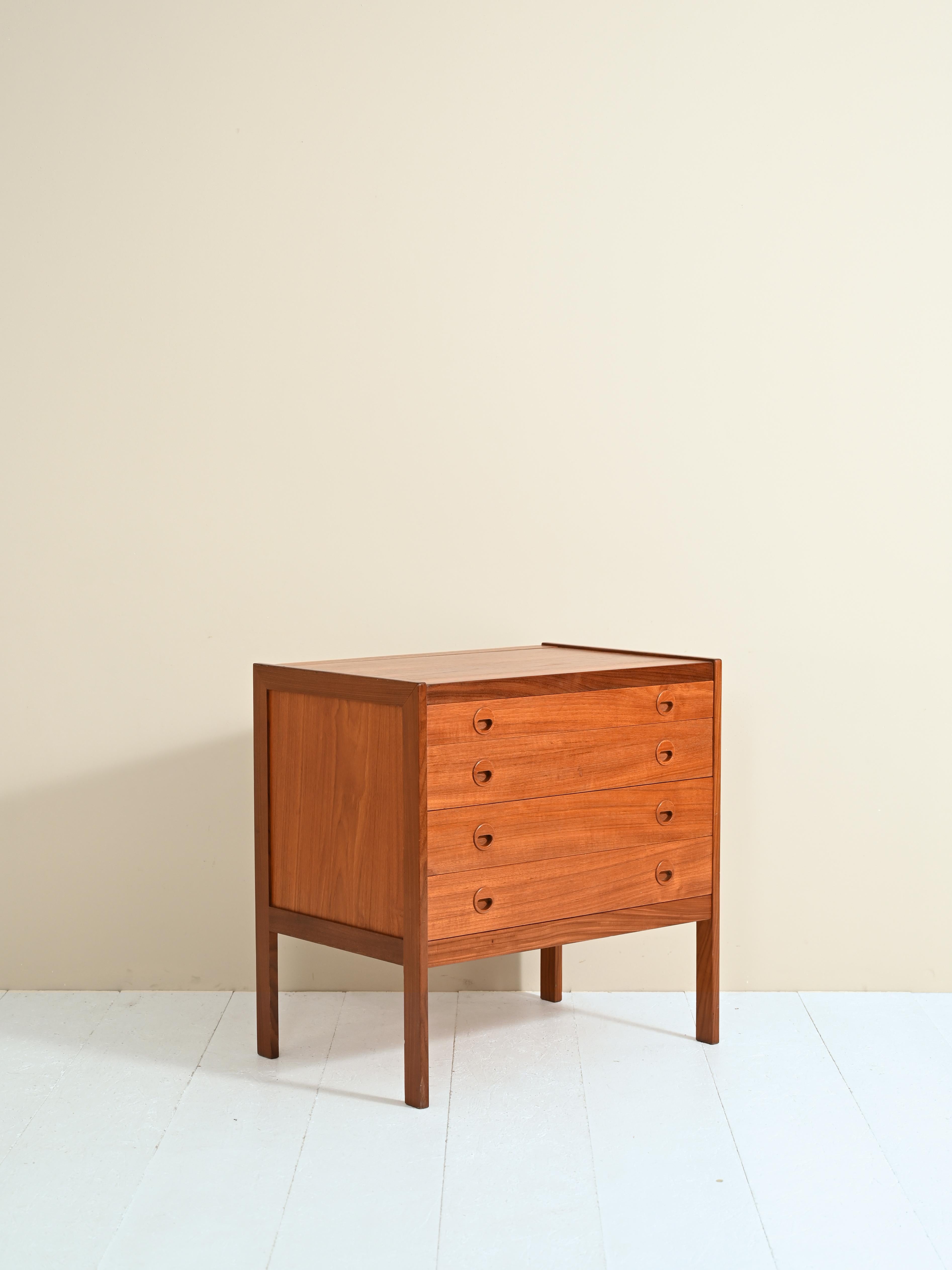 Teak Scandinavian teak chest of drawers with dressing table and mirror