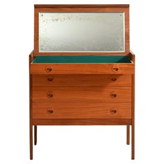 Retro Scandinavian teak chest of drawers with dressing table and mirror