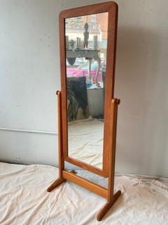Scandinavian Teak Cheval  Mirror With Finished Back