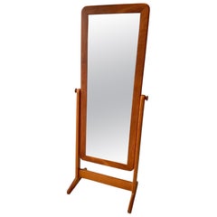 Scandinavian Teak Cheval  Mirror With Finished Back