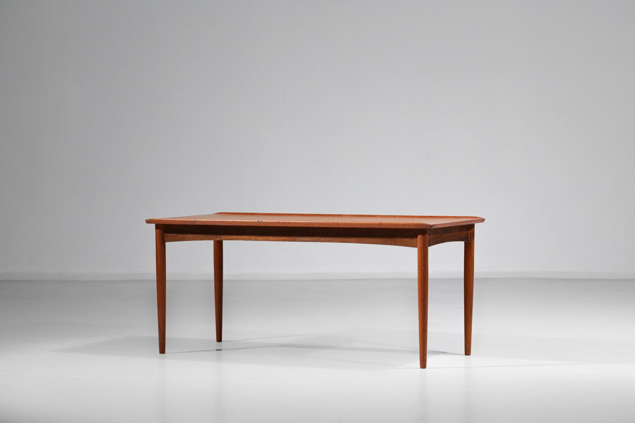 Mid-Century Modern Scandinavian Teak Coffee Table with Raised Sides For Sale