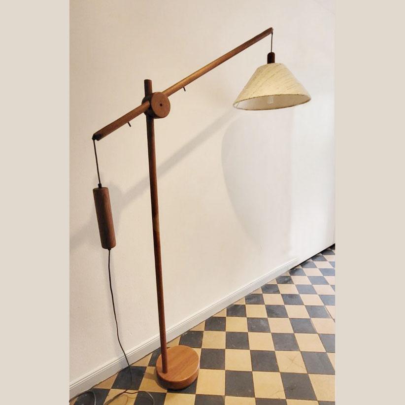 Danish Scandinavian Teak Counter Balance Floor Lamp  For Sale