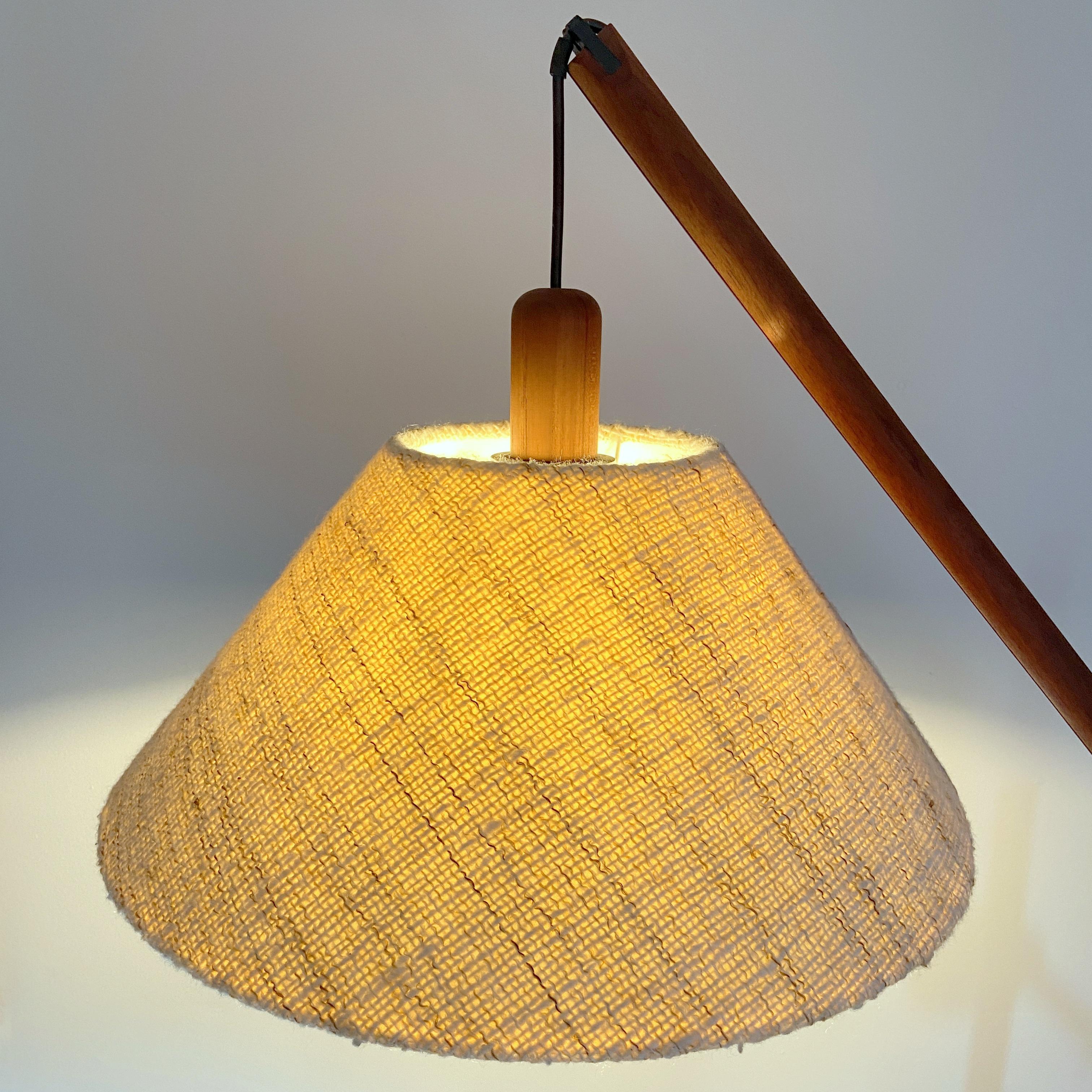Late 20th Century Scandinavian Teak Counter Balance Floor Lamp For Sale