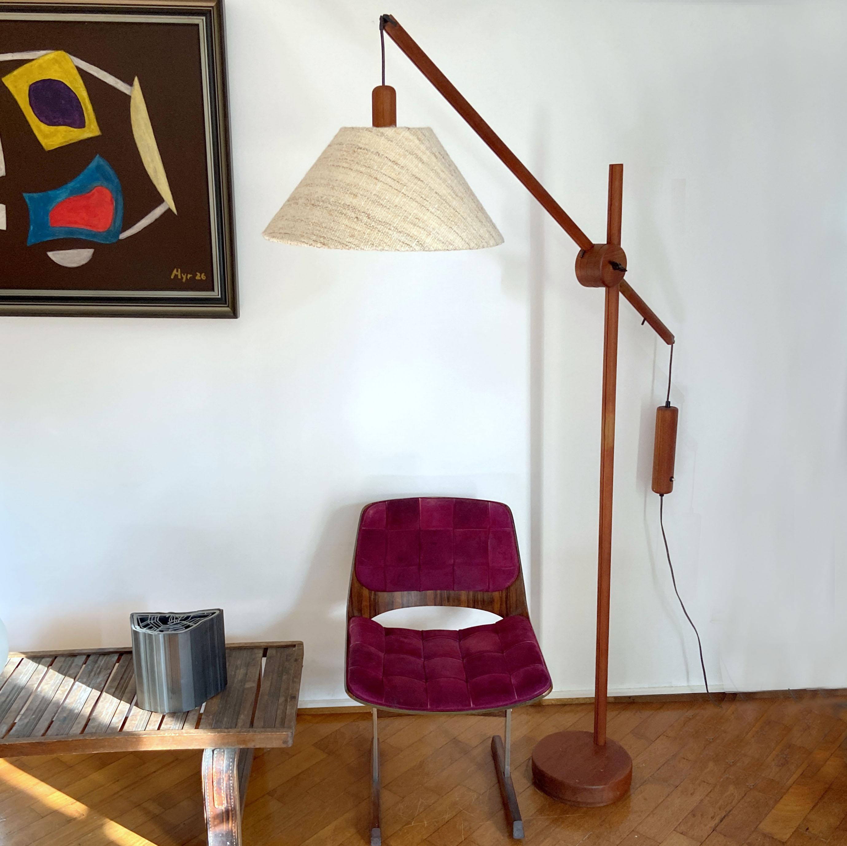 Scandinavian Teak Counter Balance Floor Lamp For Sale 3