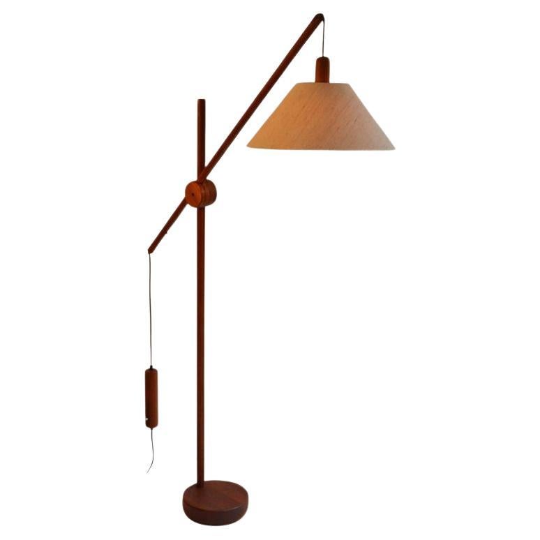 Scandinavian Teak Counter Balance Floor Lamp  For Sale