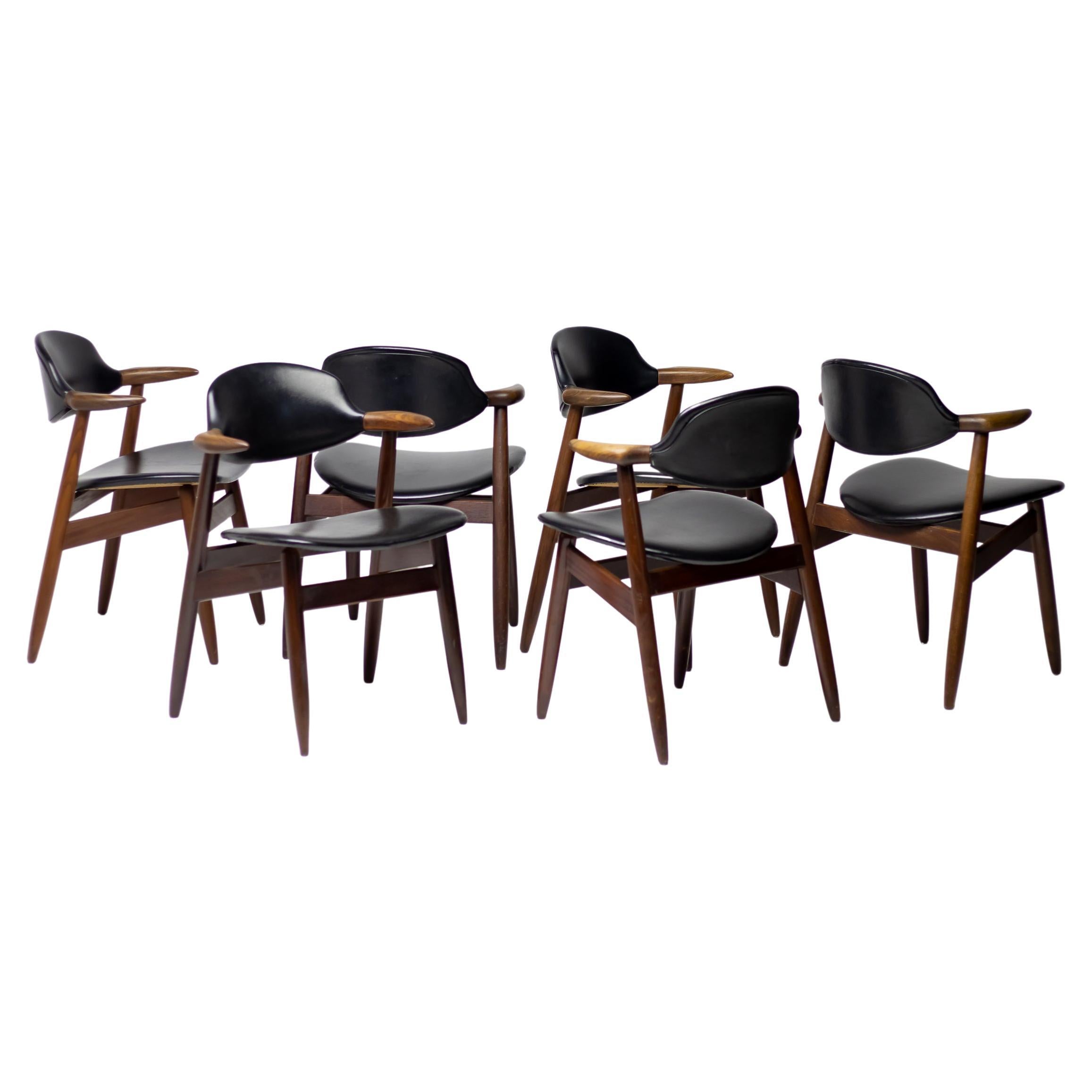 Scandinavian Teak "Cow Horn" Chairs, Set of Six