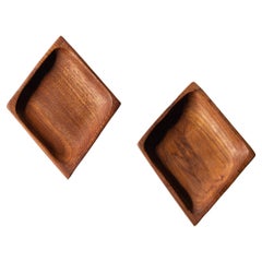 Scandinavian Teak Decorative Dishes, Set of 2 Bowls, Mid-Century Design 1960s