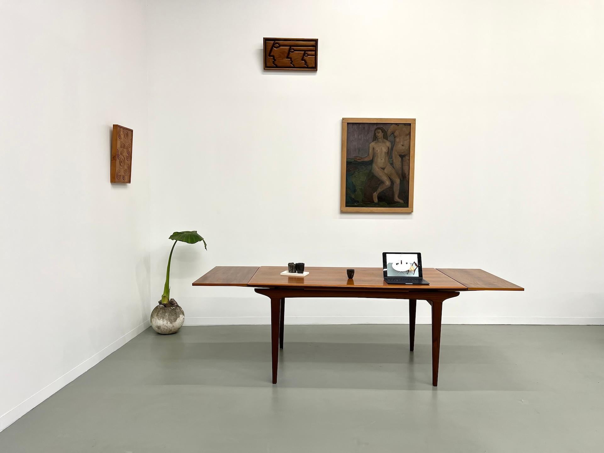 Scandinavian teak dining table, extendable, 1960's For Sale 7